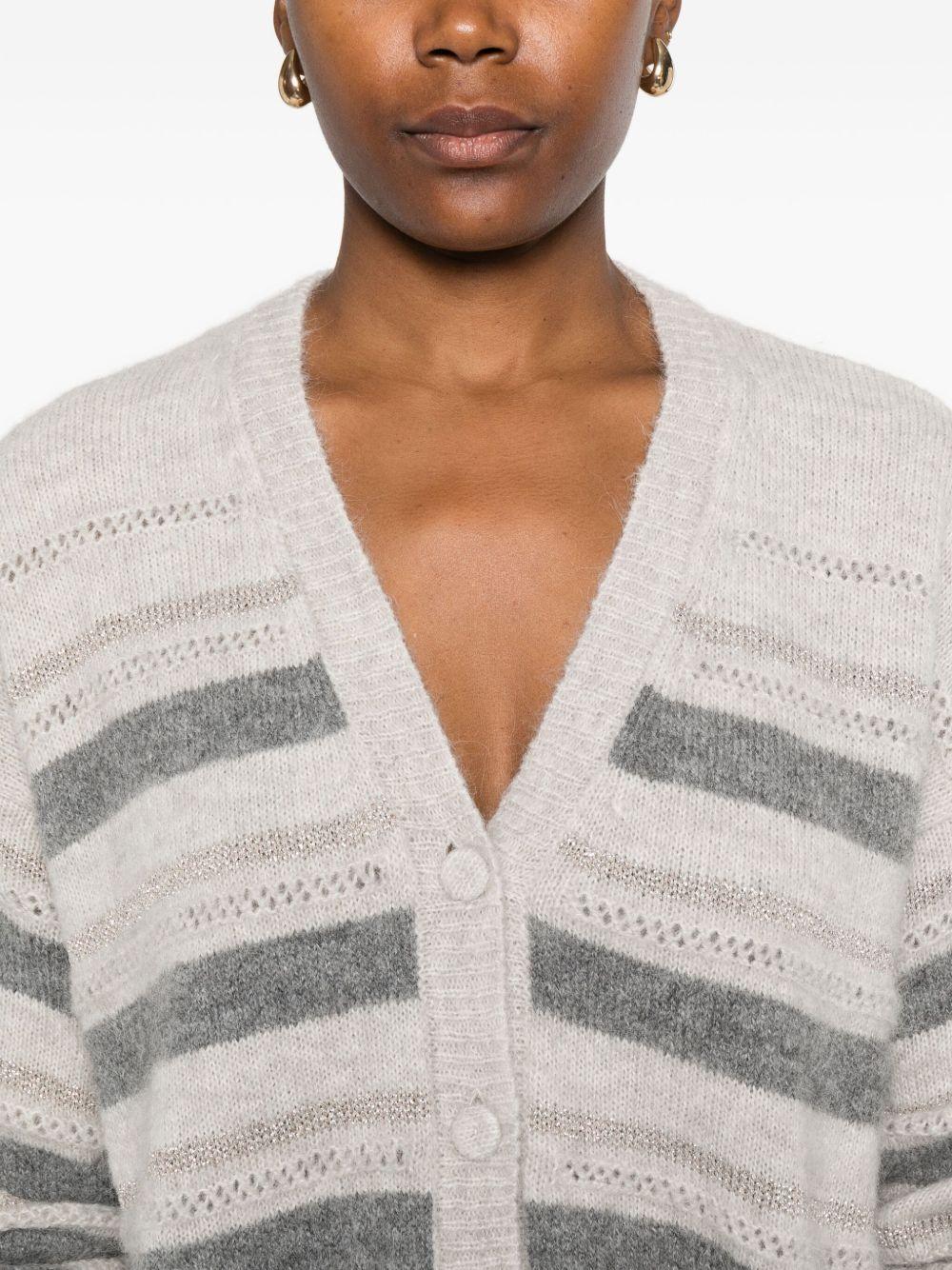 Cardigan Grigio a Righe 252TT3070 13008 TWINSET 
