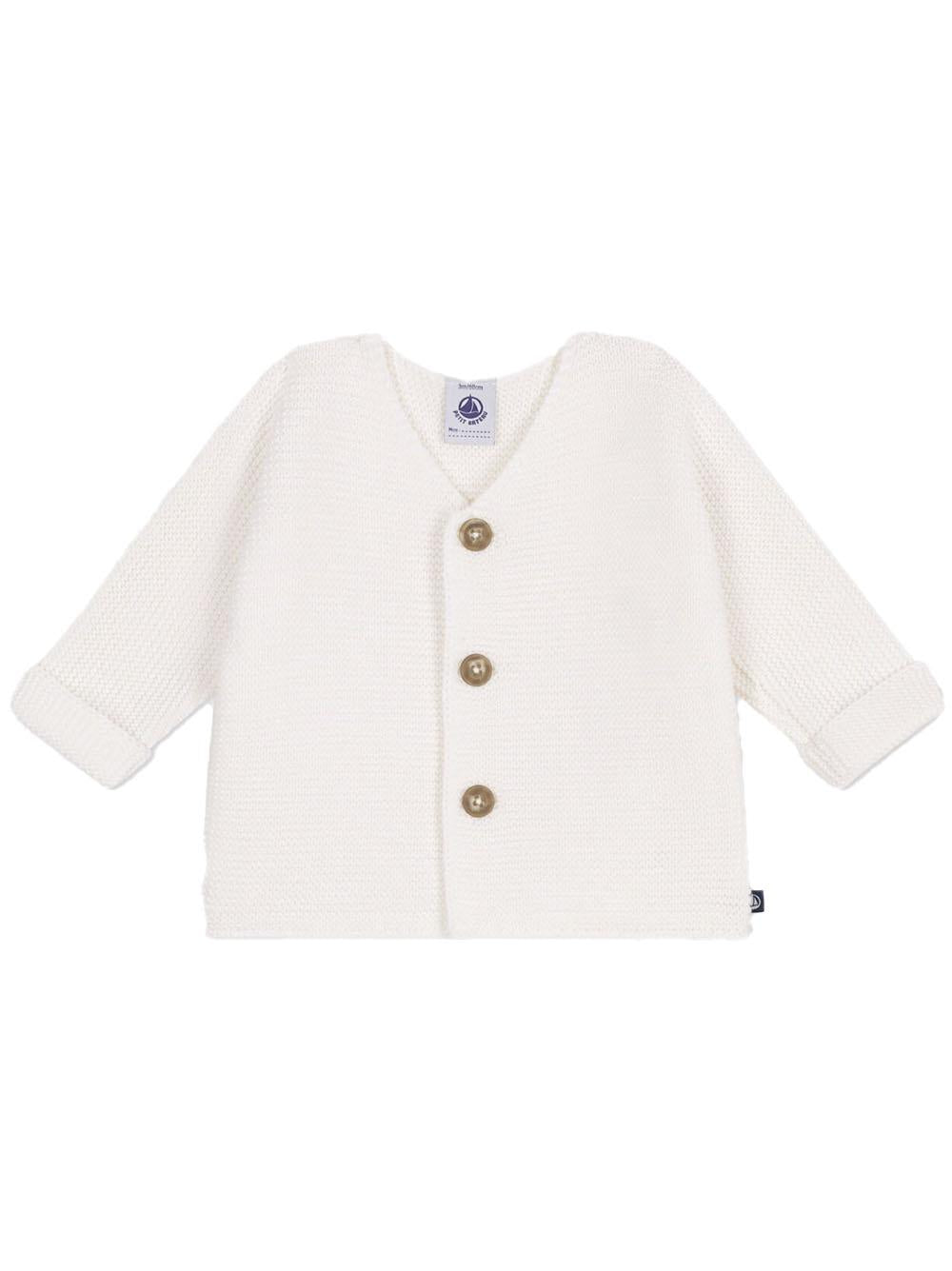 Cardigan bianco neonato in maglia