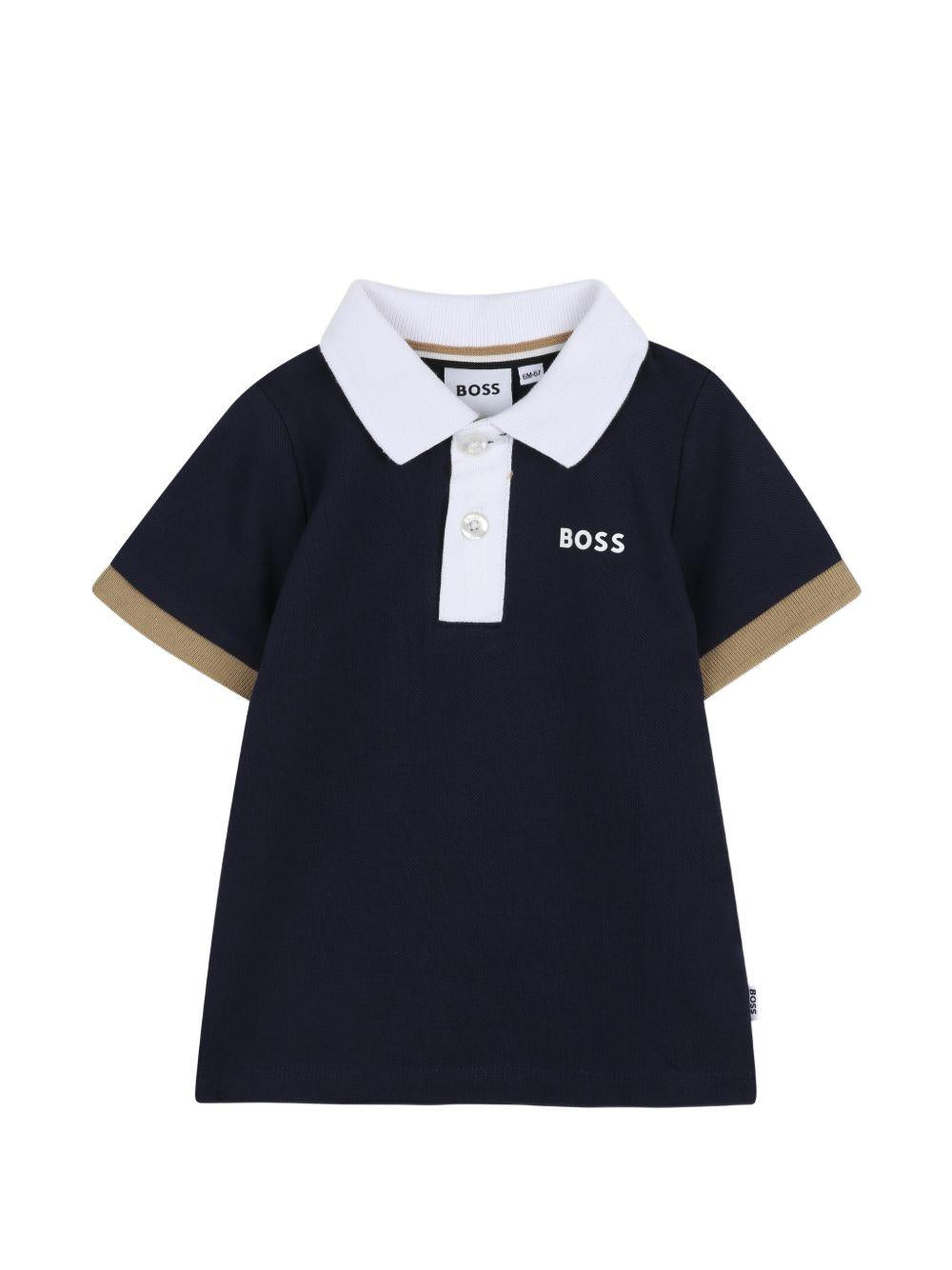Polo con placca a contrasto J52878 849 BOSS KIDSWEAR 