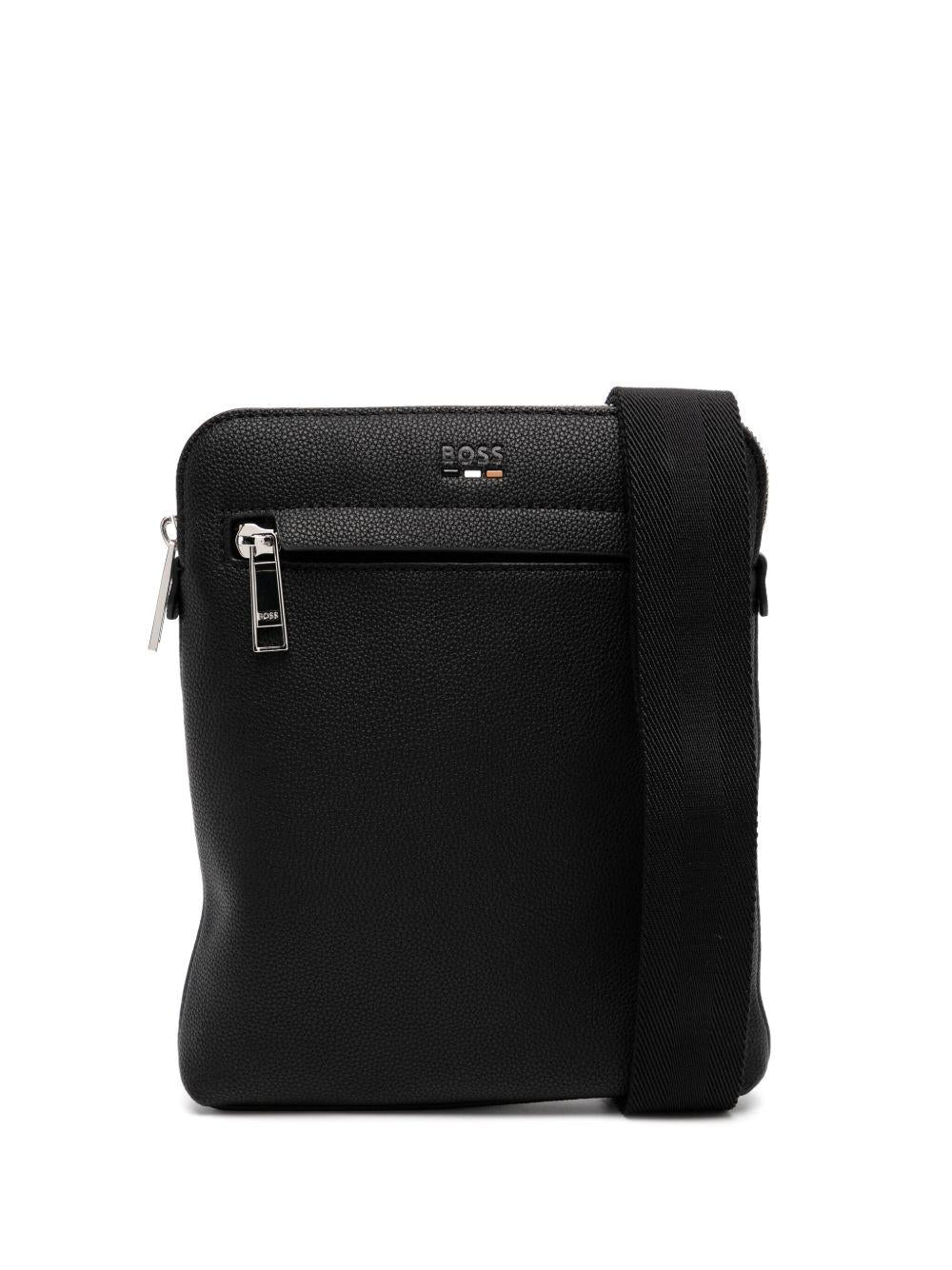 Borsa Messenger Nera con Logo Inciso 50536477 001 BOSS 