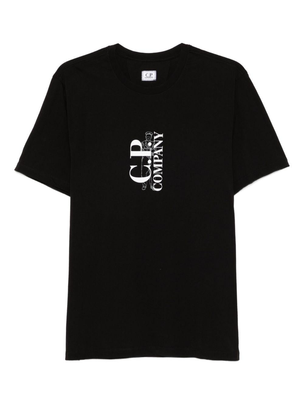 T-shirt in Cotone con Logo Stampato 19CMTS109A005100W 999 CP COMPANY 