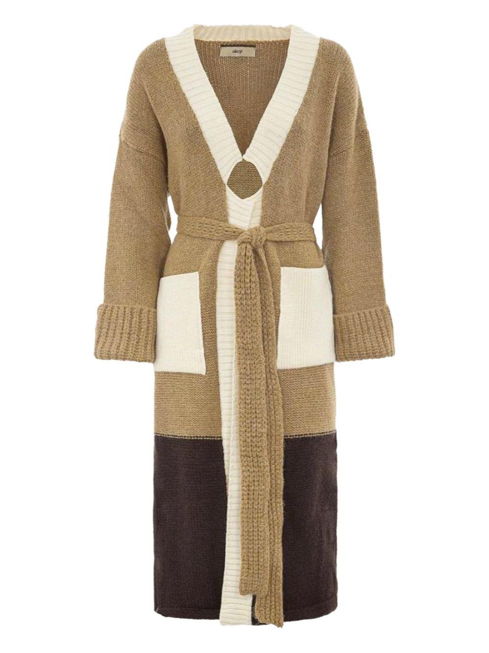 Cardigan color-block lungo