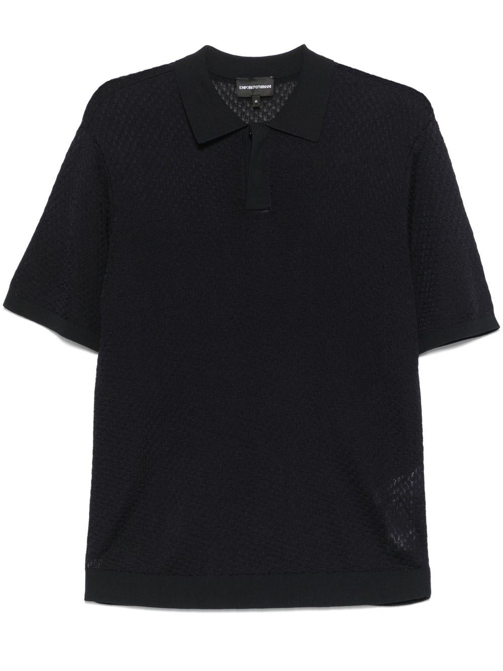 Polo blu texturizzata