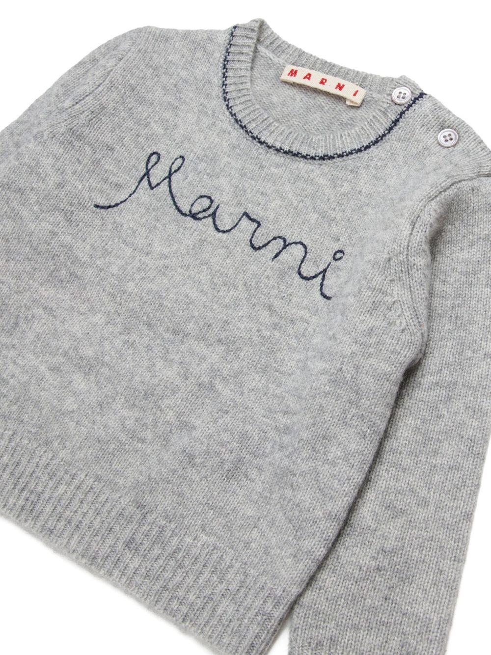 Maglia grigio melange con logo ricamato M00992M00ML 0M923 MARNI KIDS 