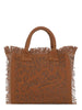 Borsa vanity bruciata con fantasia leopardata e strass