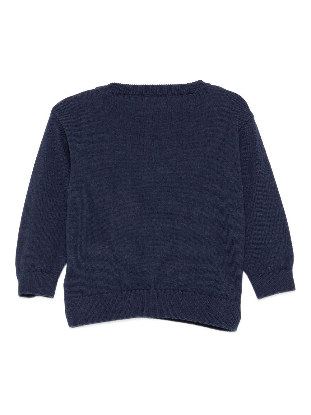 Maglione Blu Navy con Logo Orsetto M7W00JLHE43 40016 MOSCHINO KIDS 