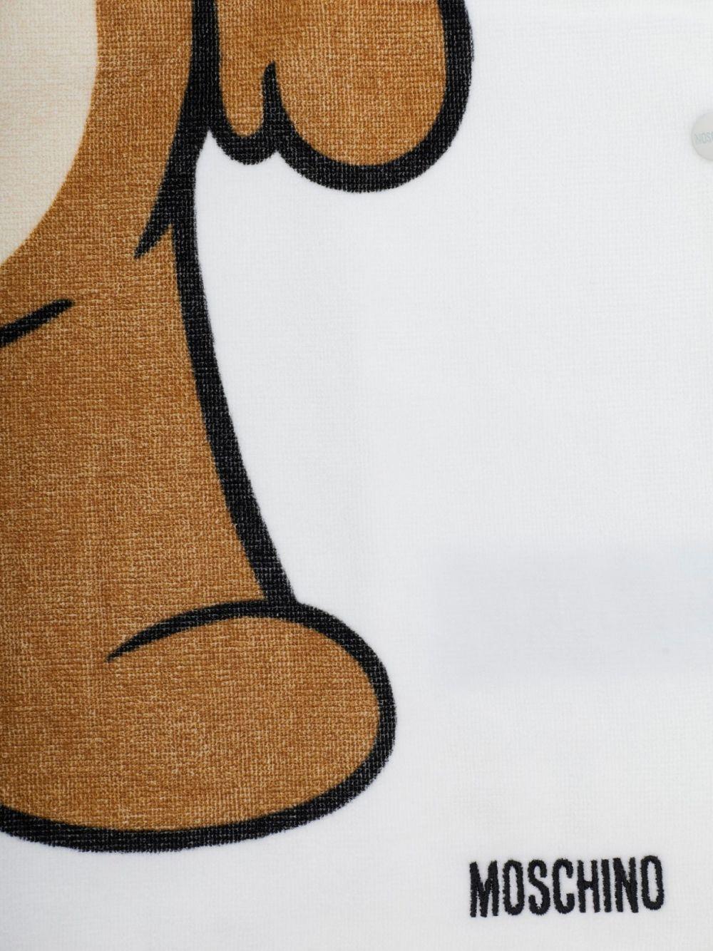 Accappatoio con cappuccio e stampa orso MUX05OLGA24 10101 MOSCHINO KIDS 