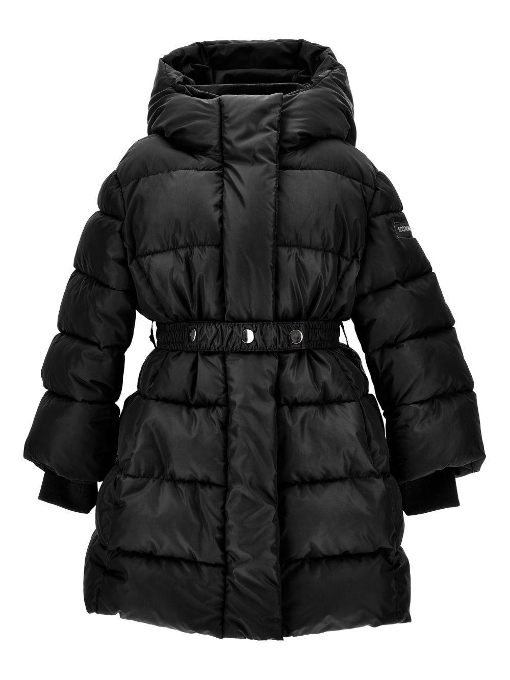 Piumino Lungo Nero con Cintura 17F1016020 0050 MONNALISA KIDS 