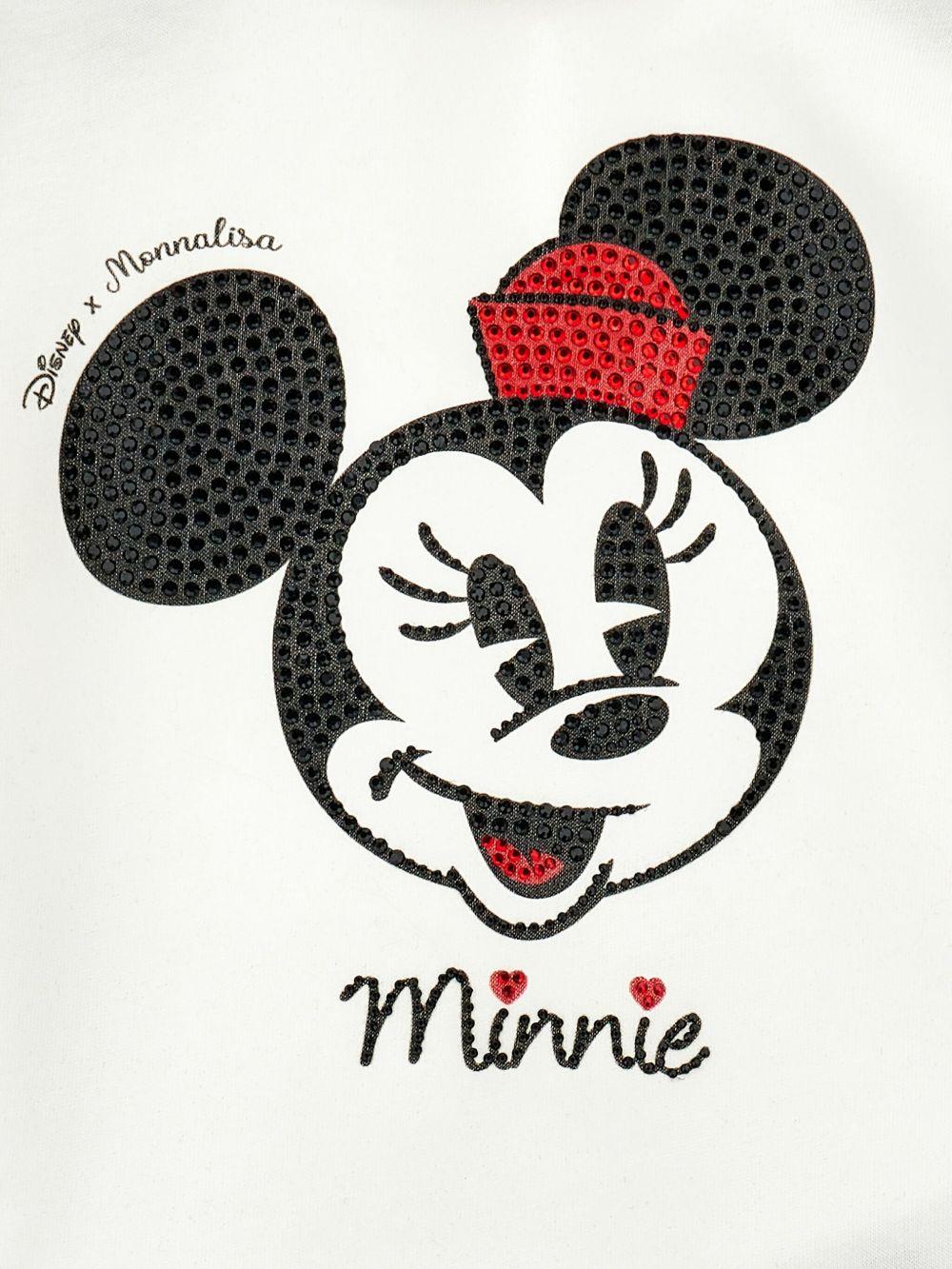 T-shirt Bianca con Strass Frontali 19F631NP6005 0001 MONNALISA KIDS 