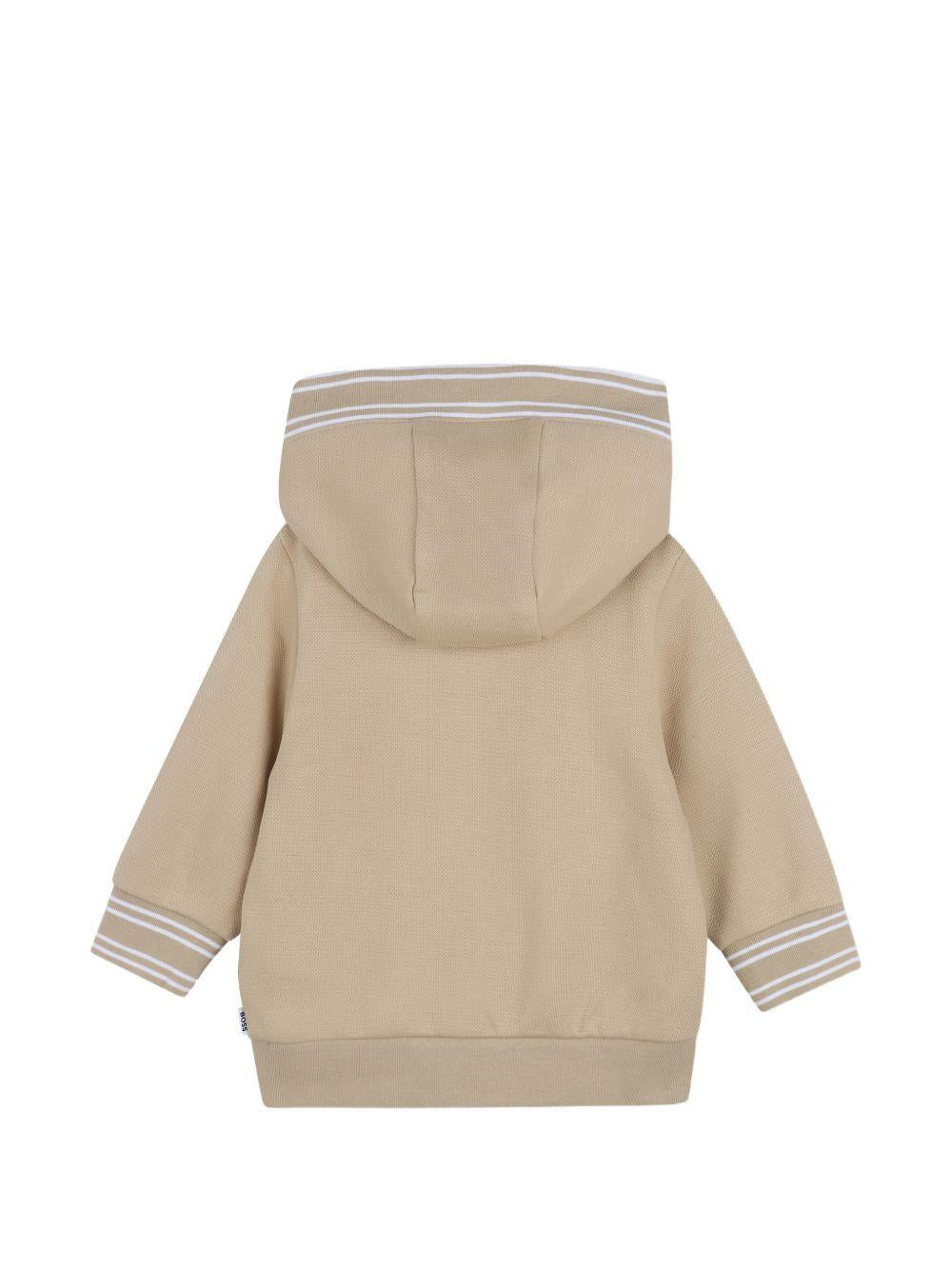 Felpa con zip e cappuccio sabbia J52869 249 BOSS KIDSWEAR 