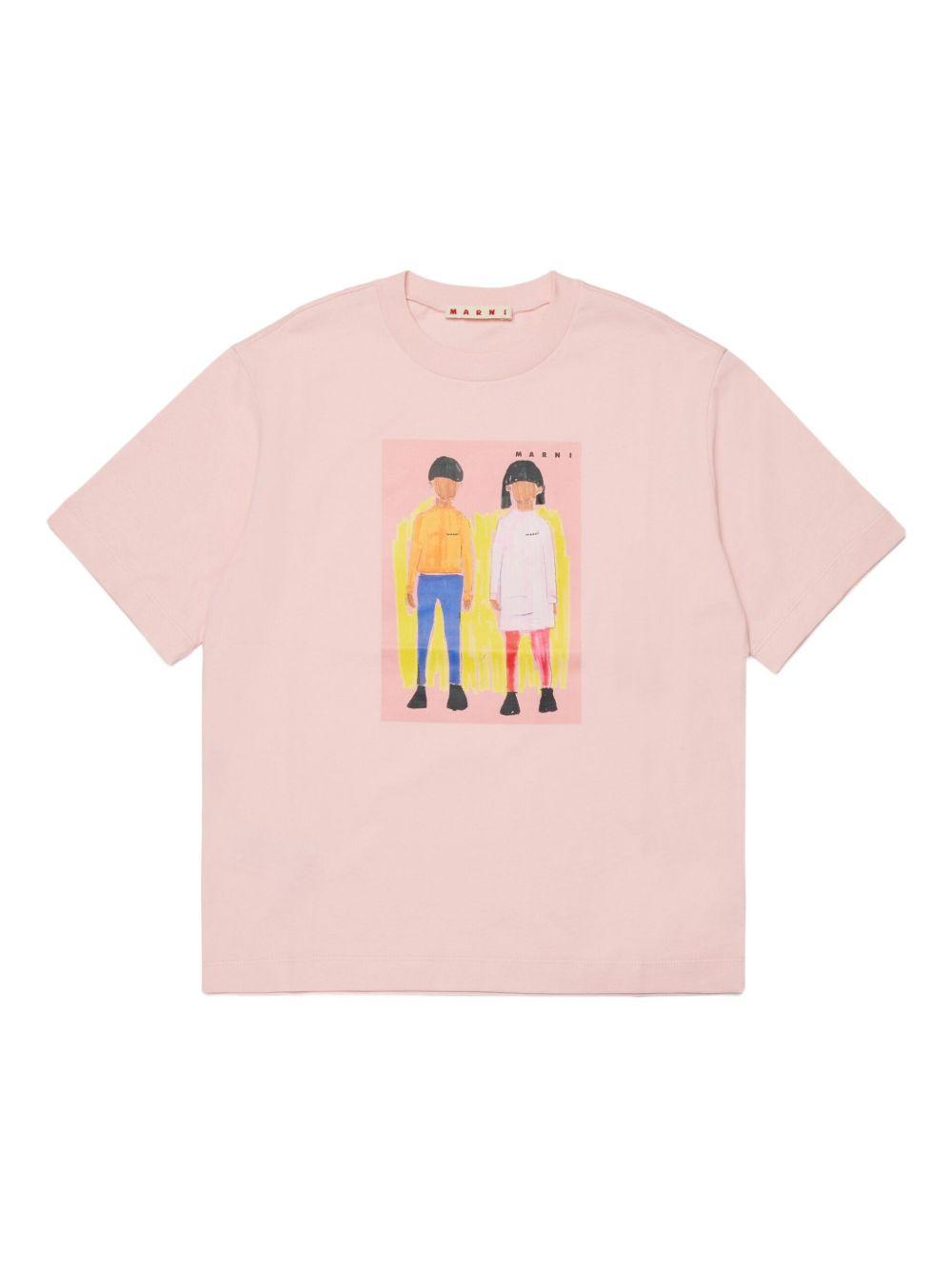 T-shirt in cotone girocollo M01671M00HZ 0M351 MARNI KIDS 
