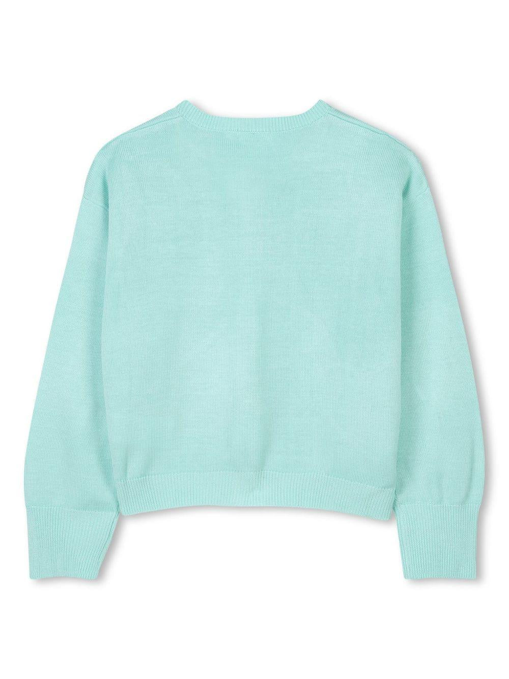 Cardigan celeste cuori con paillettes