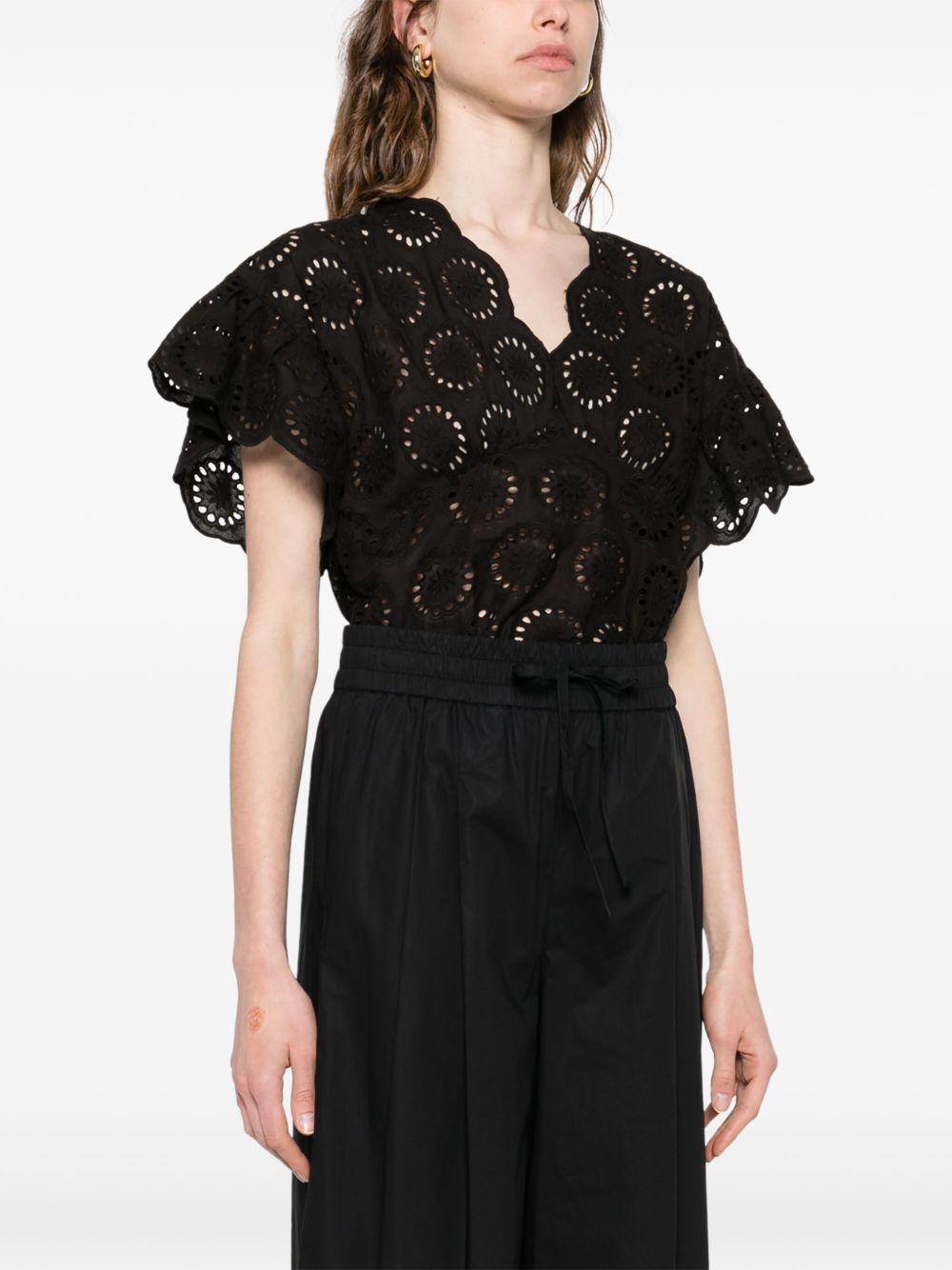 Blusa nera in pizzo sangallo