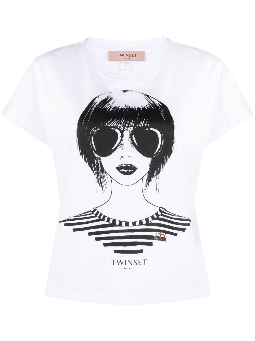 T-shirt stampa girl bianca
