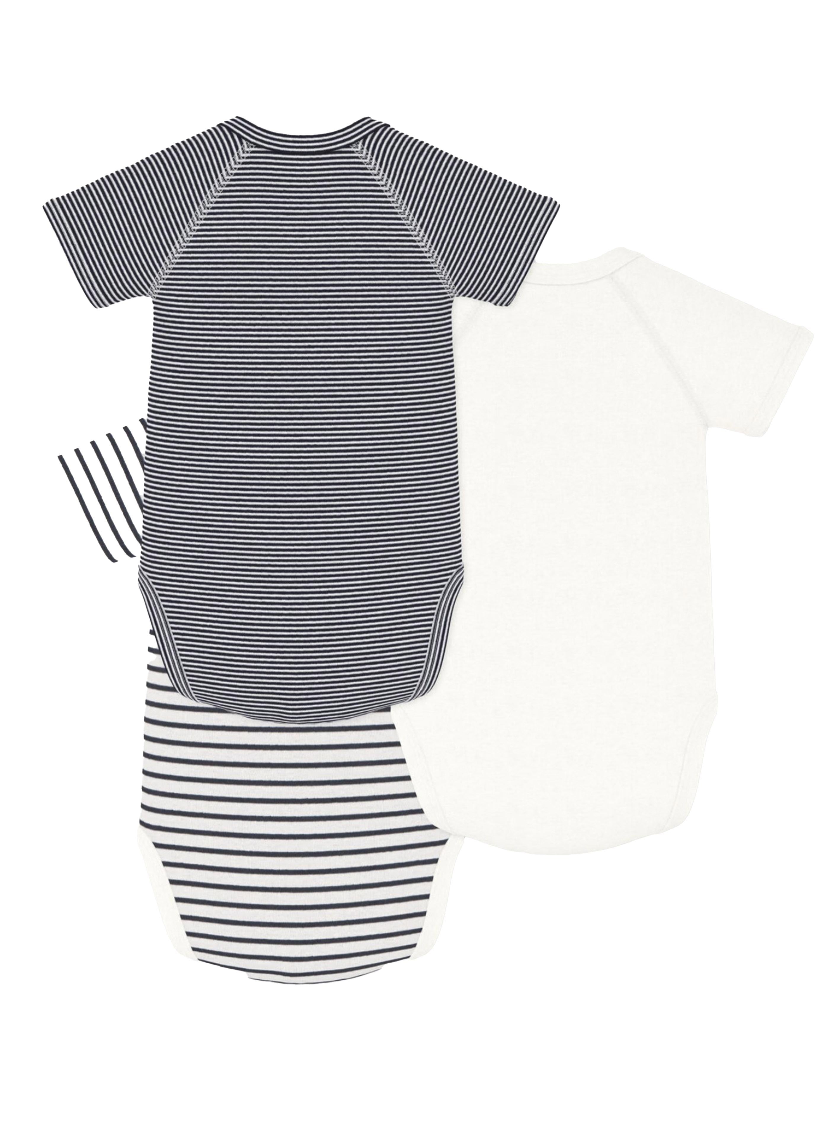 Confezione body a fantasia e tinta unita bianco/grigio neonato (3pz) A097H 00 PETIT BATEAU KIDS 