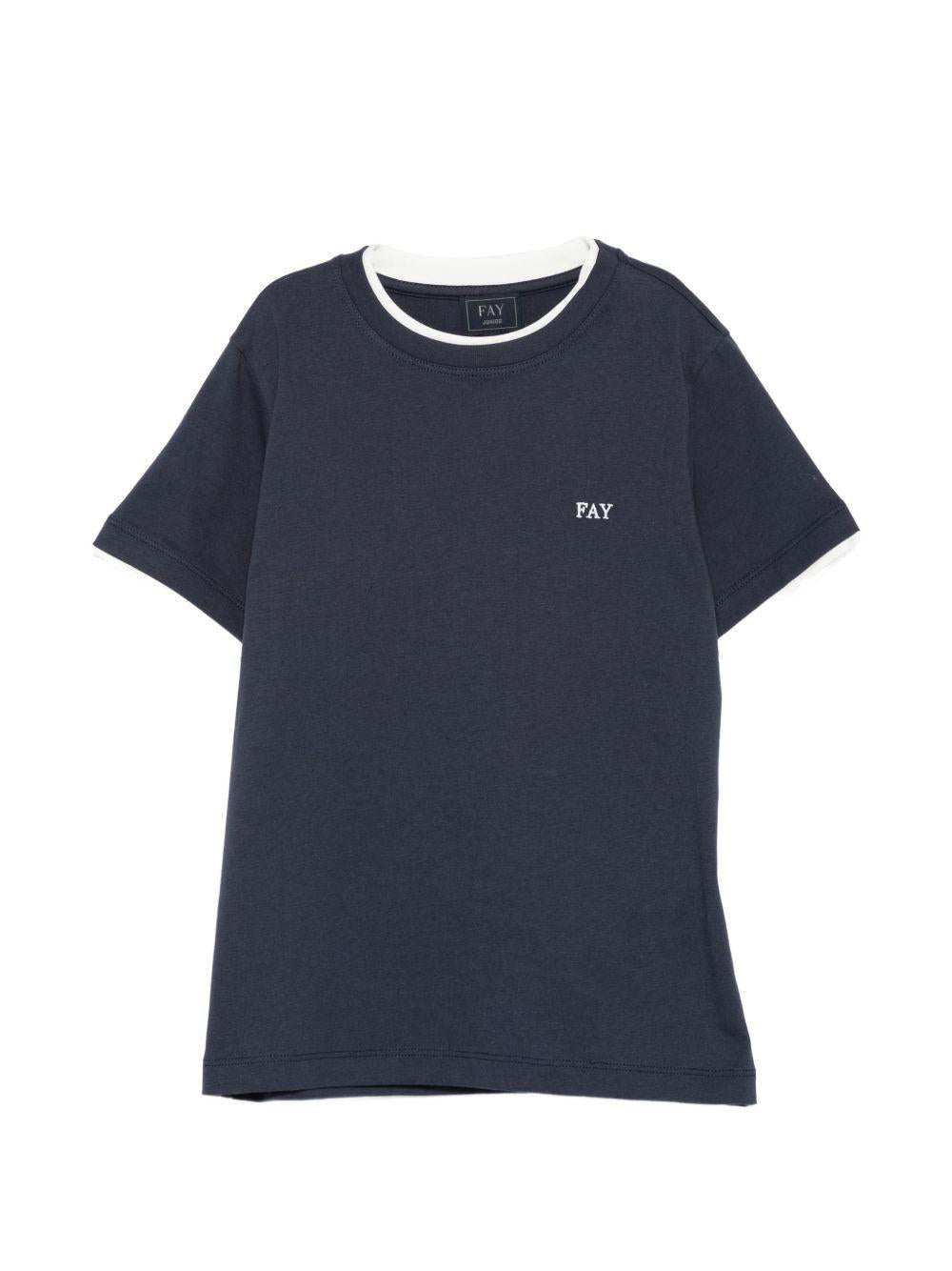 T-shirt girocollo con bordo a contrasto FY8P01Z3708 625AV FAY KIDS 