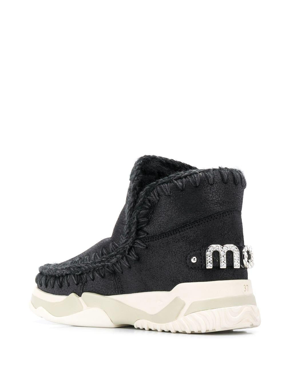 Scarpa Eskimo trainer logo con strass nera MUFW201013B CBKG MOU 