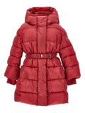 Dark Red Down Jacket with Hood