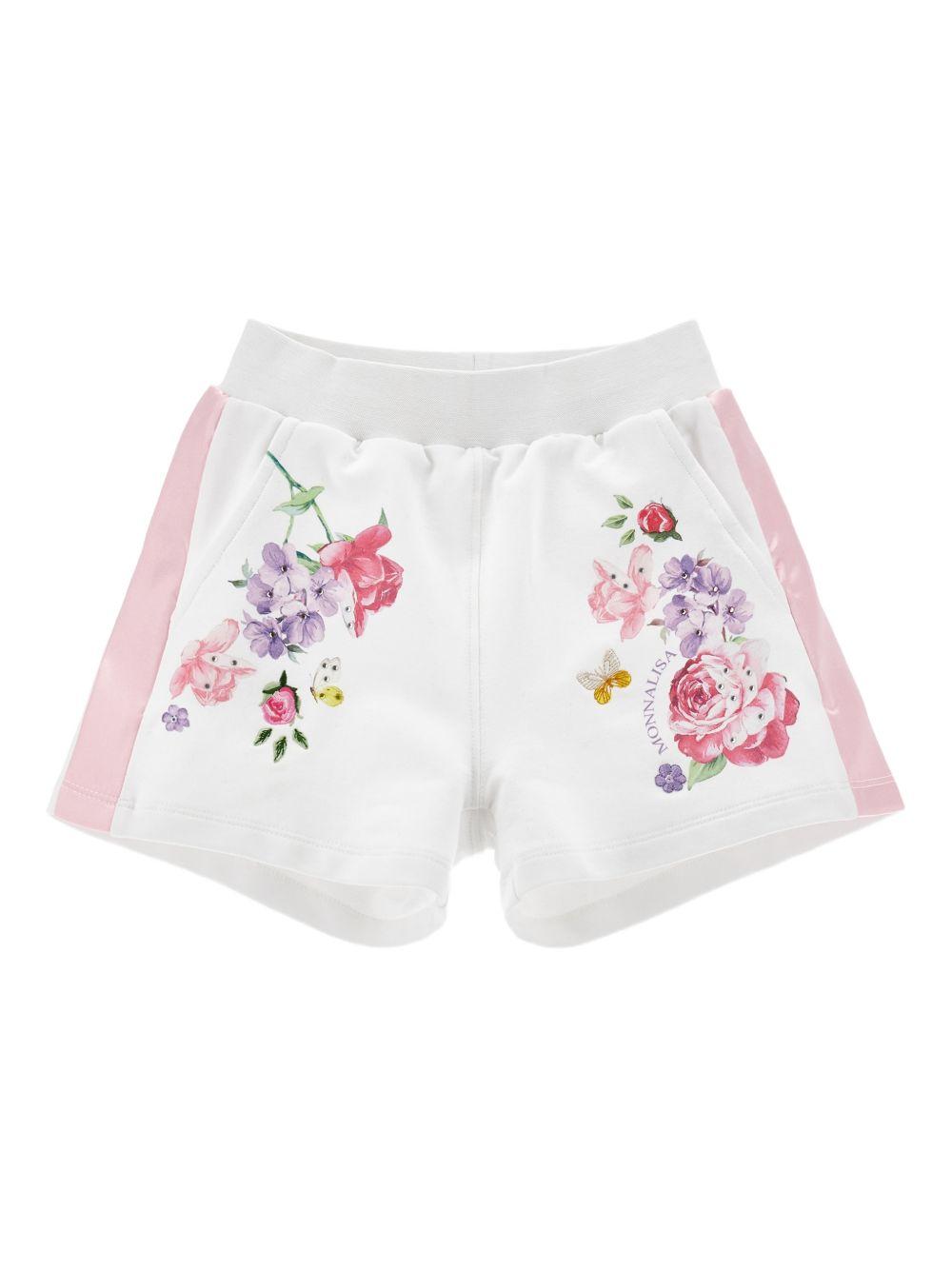 Shorts con stampa floreale e bande laterali 19G4037007 9990 MONNALISA KIDS 