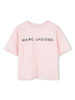 T-shirt rosa logo con borchie