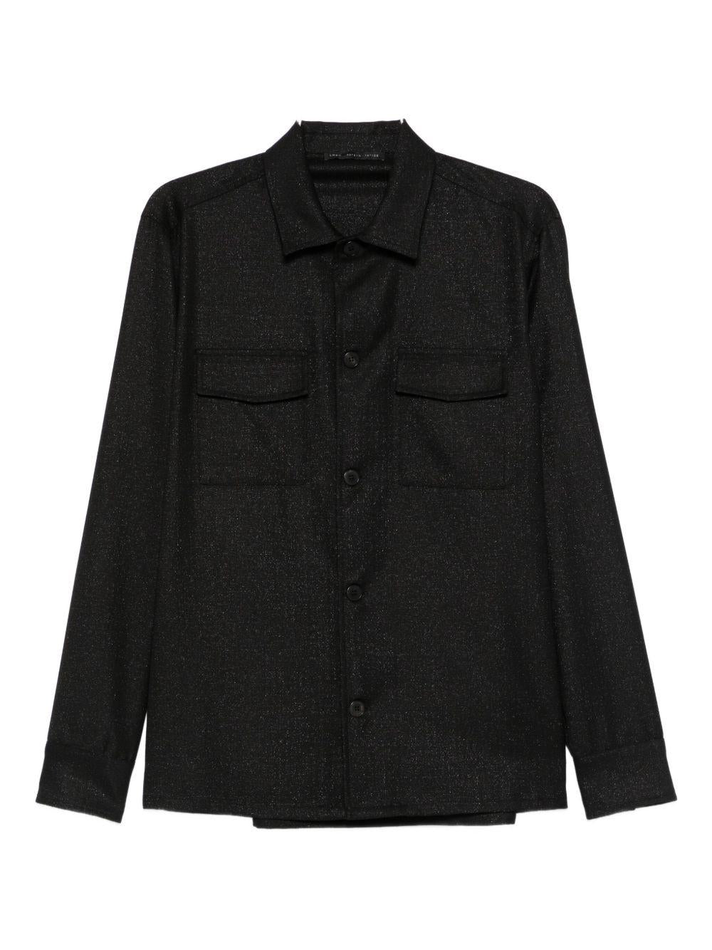 Giacca nera con colletto a punta e tasche sul petto L1HFW25260009 D018 LOW BRAND 