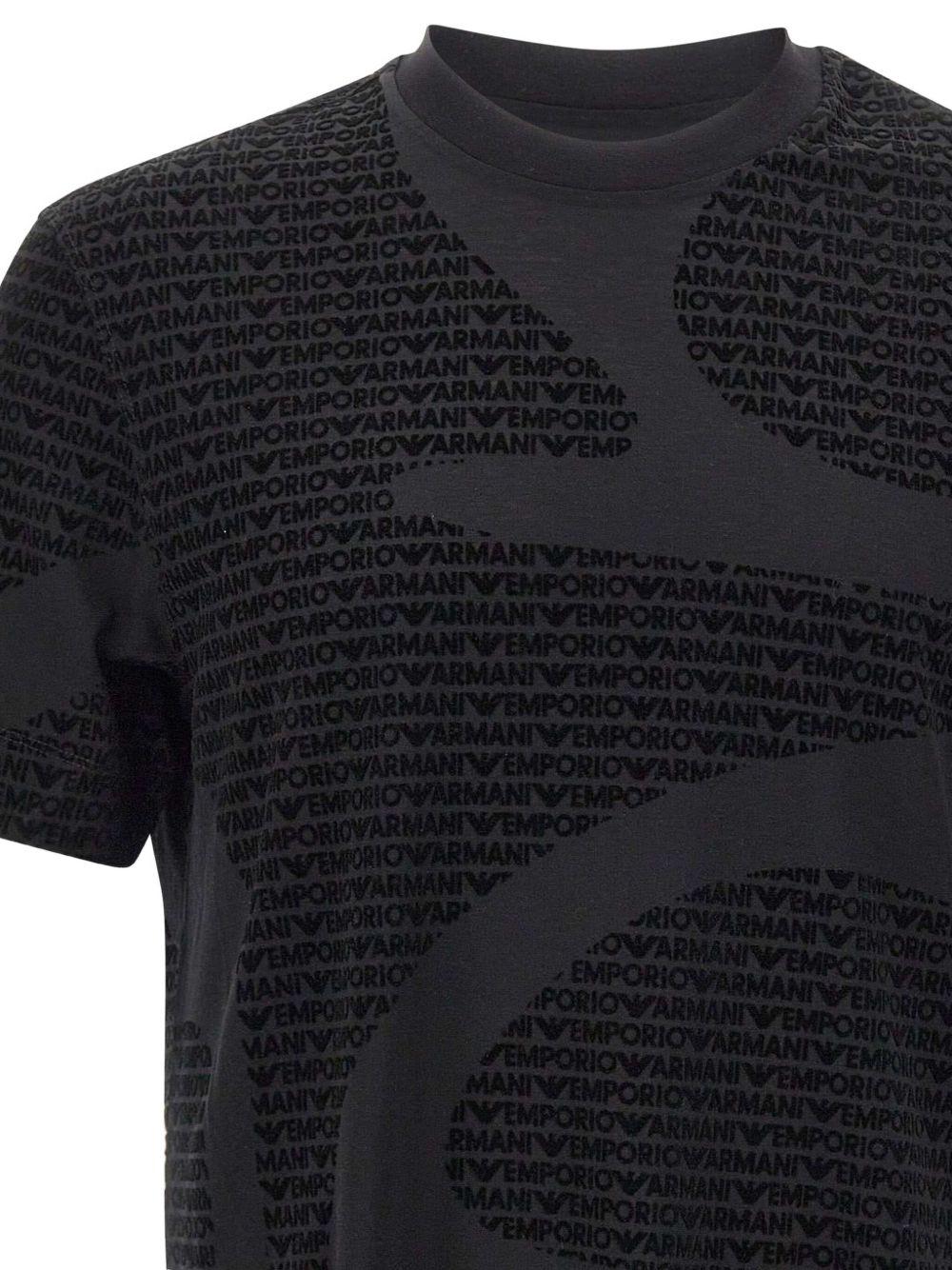 T-shirt nera con stampa logo e collo a giro EM002957AF10017 FC242 EMPORIO ARMANI 