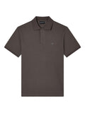Grey polo shirt with applied logo and crew neck