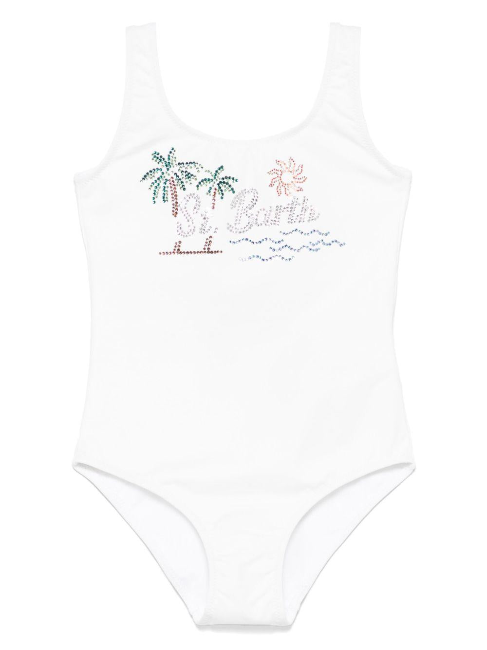 Costume bianco Cara logo con strass