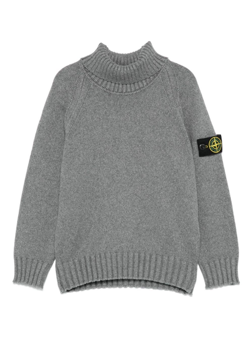 Maglione grigio collo alto e logo Compass
