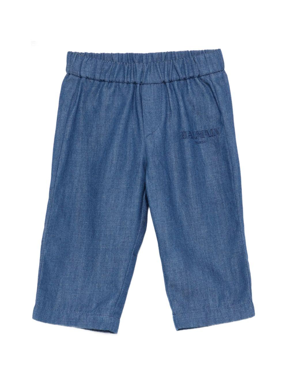 Pantaloni effetto denim con elastico in vita BY6590P0588 625 BALMAIN KIDS 