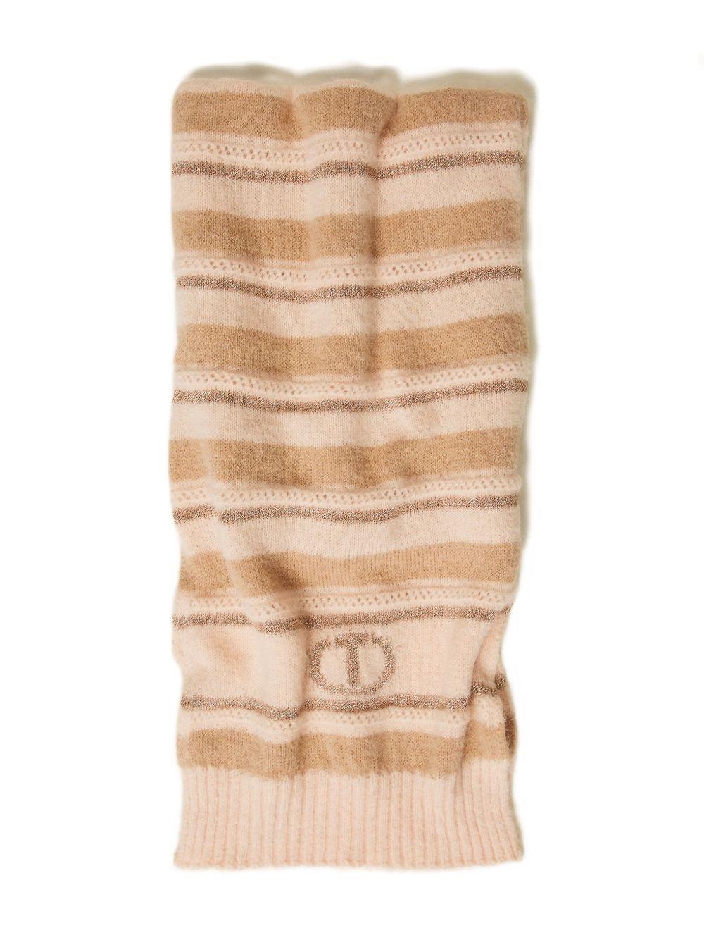 Sciarpa a Righe Beige e Marrone in Maglia Morbida 252TO5590 13009 TWINSET 