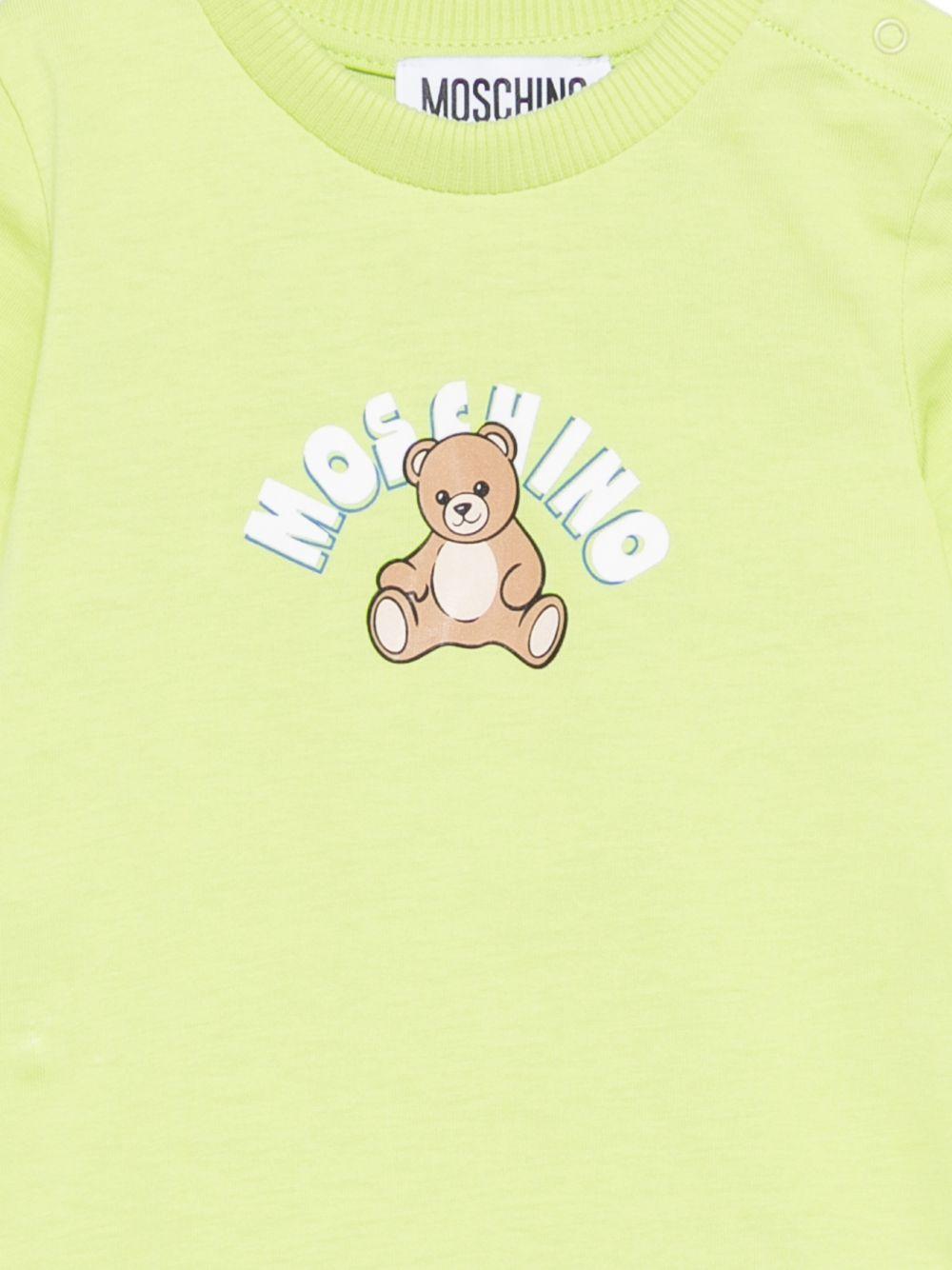 Tutina a maniche corte con stampa MTY022LAA01 30355 MOSCHINO KIDS 