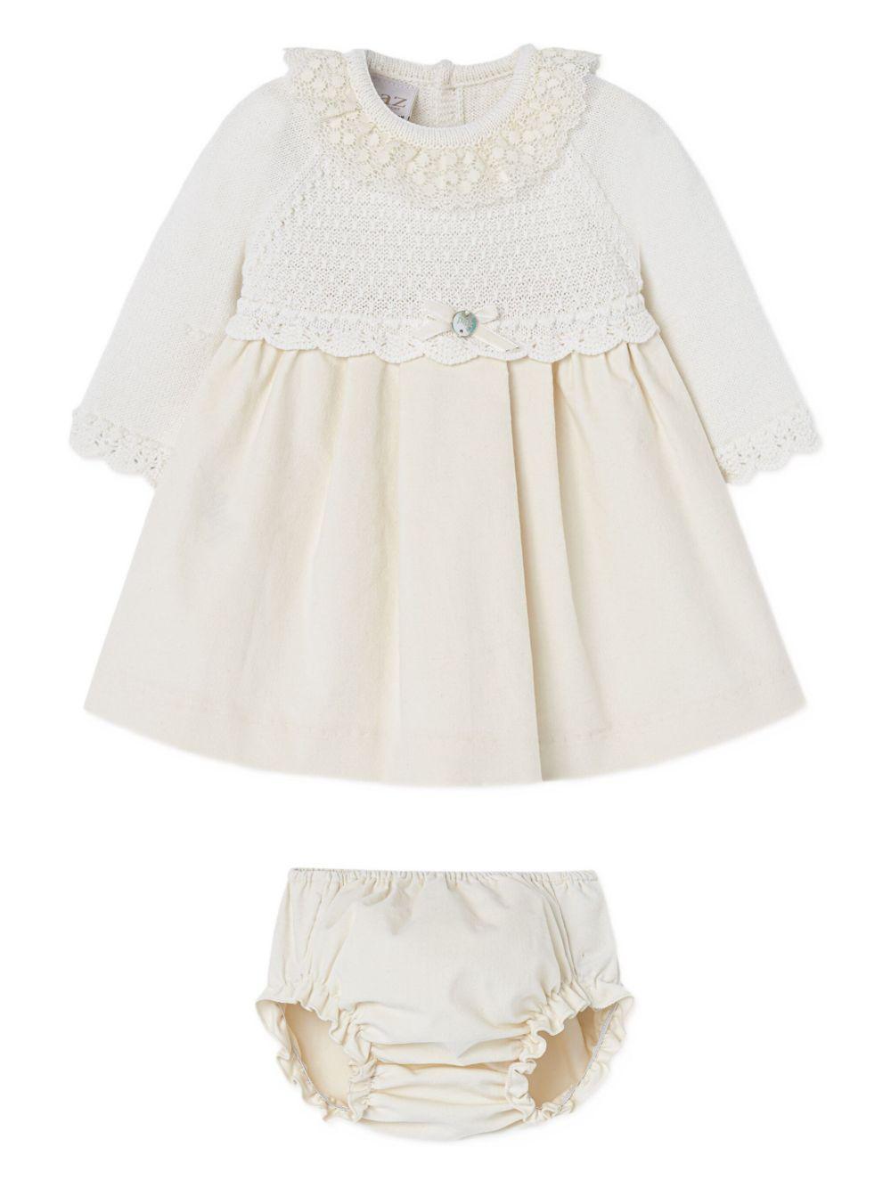 Set panna con abito e colletto in maglia 104112838 60H56 PAZ RODRIGUEZ KIDS 