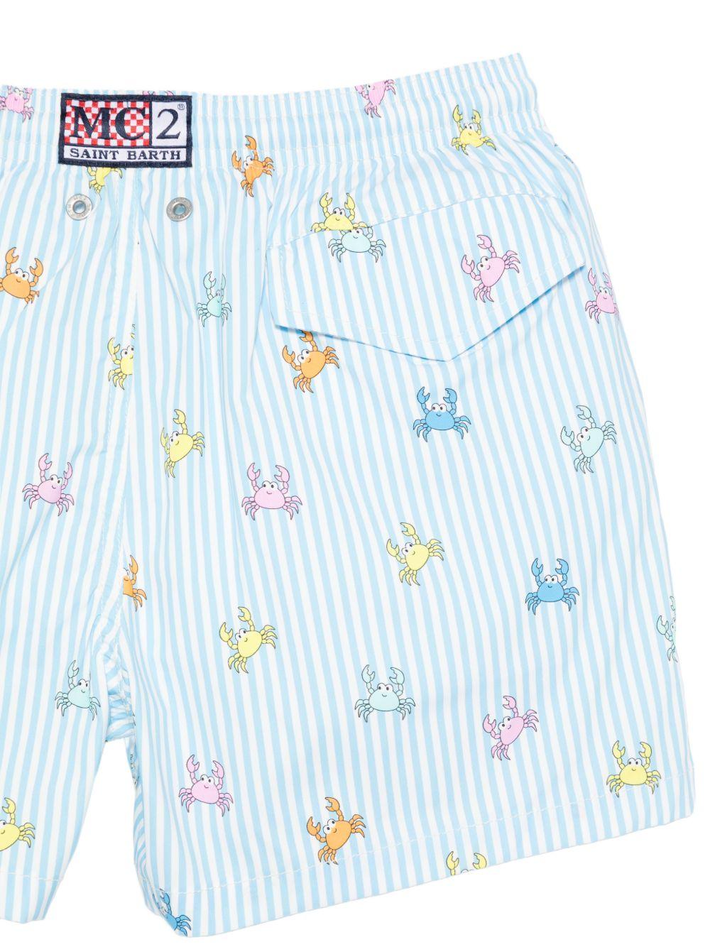 Shorts mare a righe con stampa granchi JEA0022 01081L MC2 SAINT BARTH KIDS 