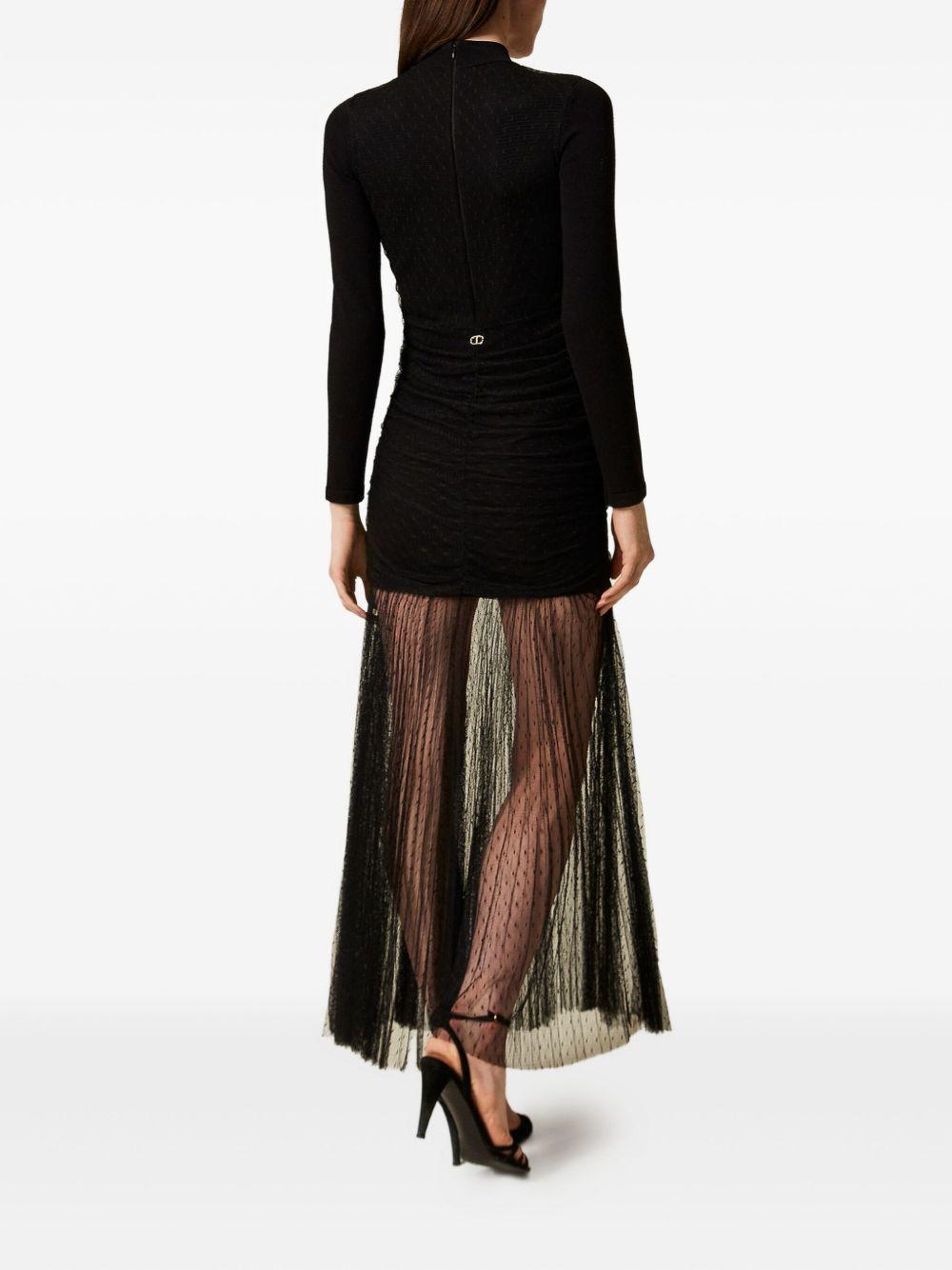 Abito Nero Plissettato con Tulle 252TT3262 00006 TWINSET 