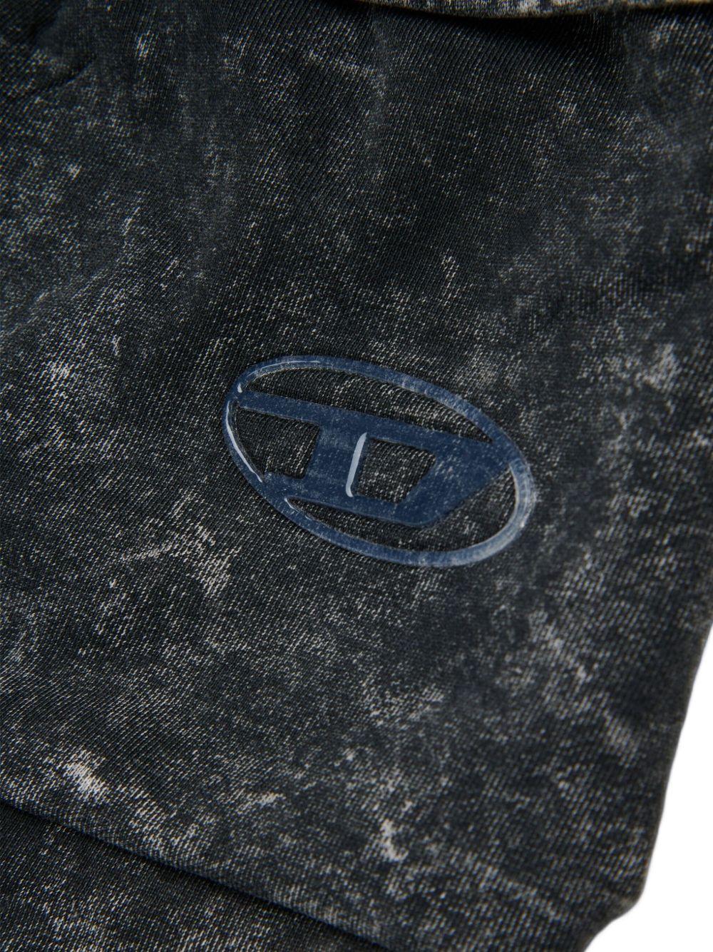 Gonna in Denim Nera con Tasche Cargo e Logo J02400KYAZ4 K900 DIESEL KIDS 