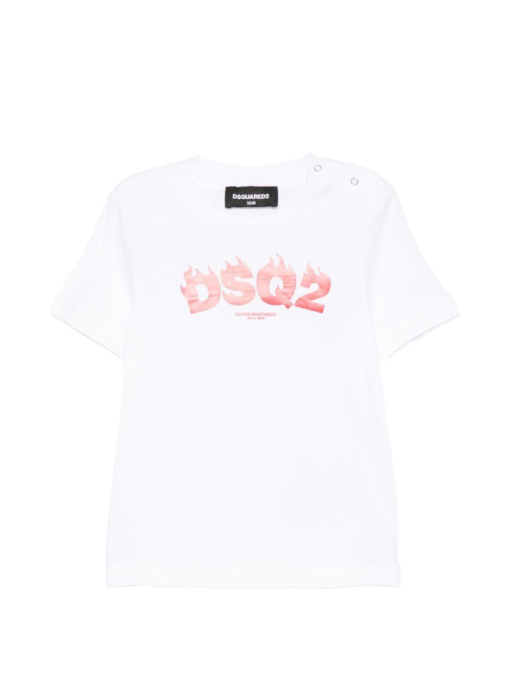 T-shirt in cotone con chiusure automatiche DQ3275D00XM DQ100 DSQUARED KIDS 
