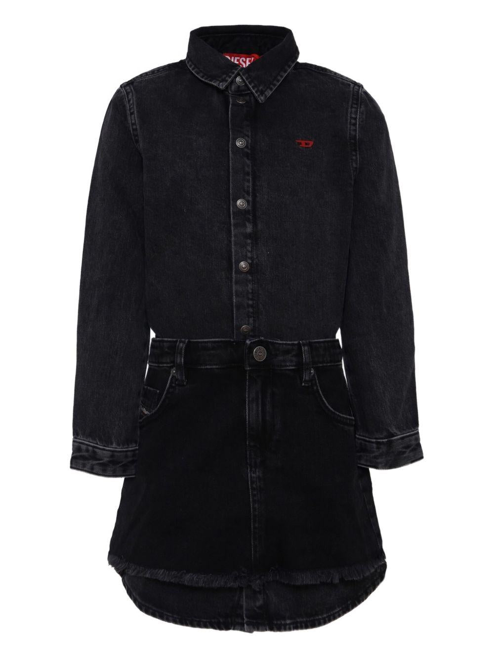 Abito in Denim con Bottoni e Orlo Sfrangiato J02350KXBPT K02 DIESEL KIDS 