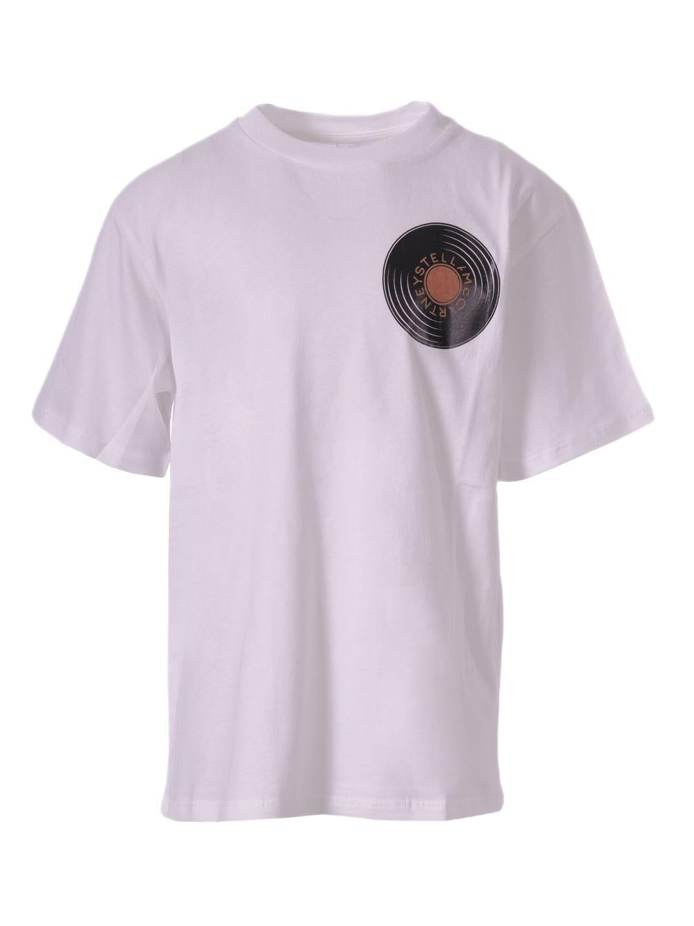 T-shirt con stampa disco in vinile TY8P11Z0434 101 STELLA MCCARTNEY KIDS 