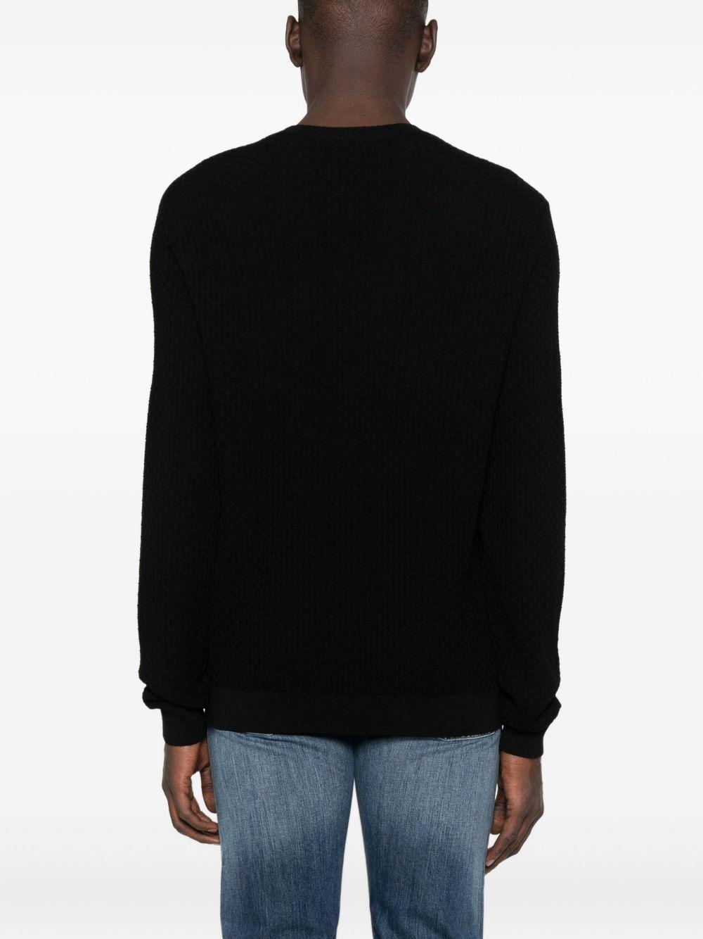 Maglione nero in lana testurizzata EM002196AF13851 FC038 EMPORIO ARMANI 