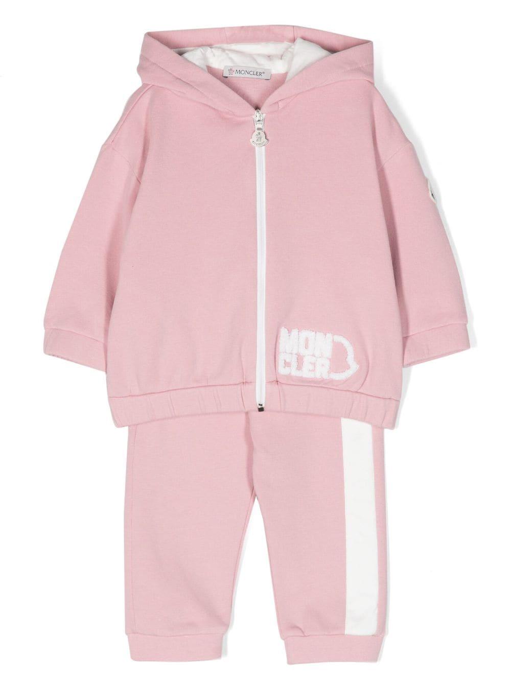 Set da due neonata rosa logo teddy I29518M0000789A23 52K MONCLER KIDS 