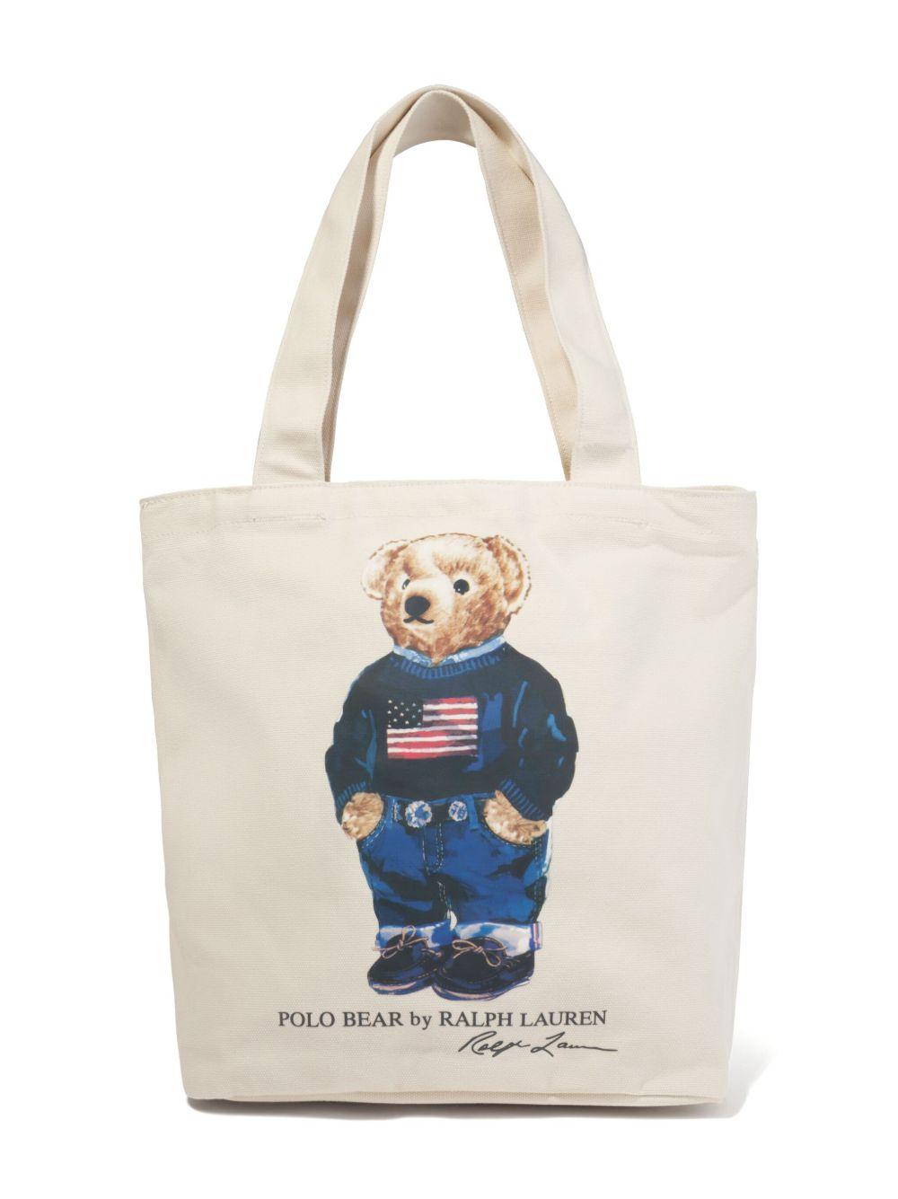 Borsa Tote in Cotone con Stampa Polo Bear 9AR021 W3Y POLO RALPH LAUREN KIDS 