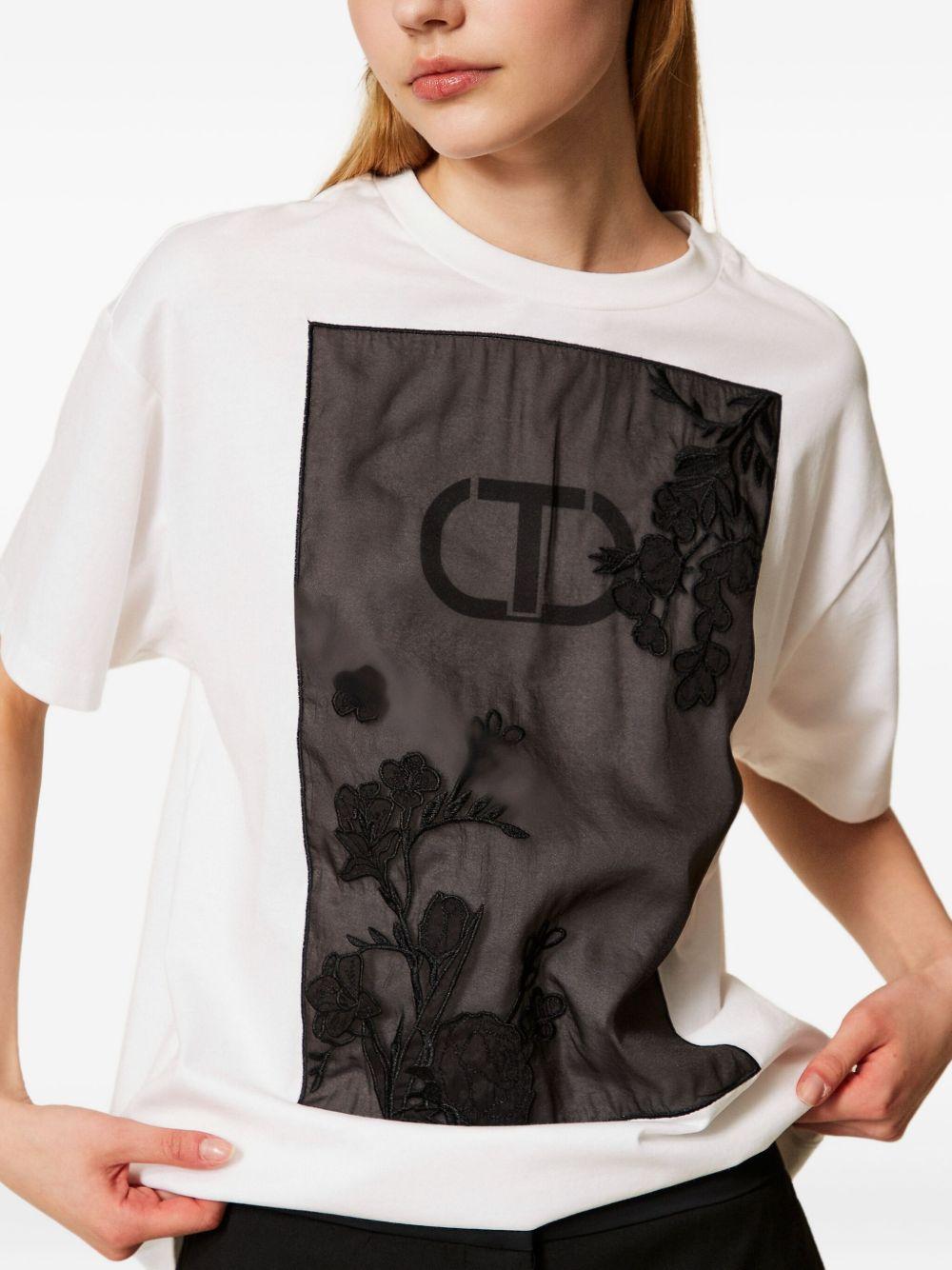 T-shirt Bianca con Ricamo Floreale 252TP2053 00001 TWINSET 