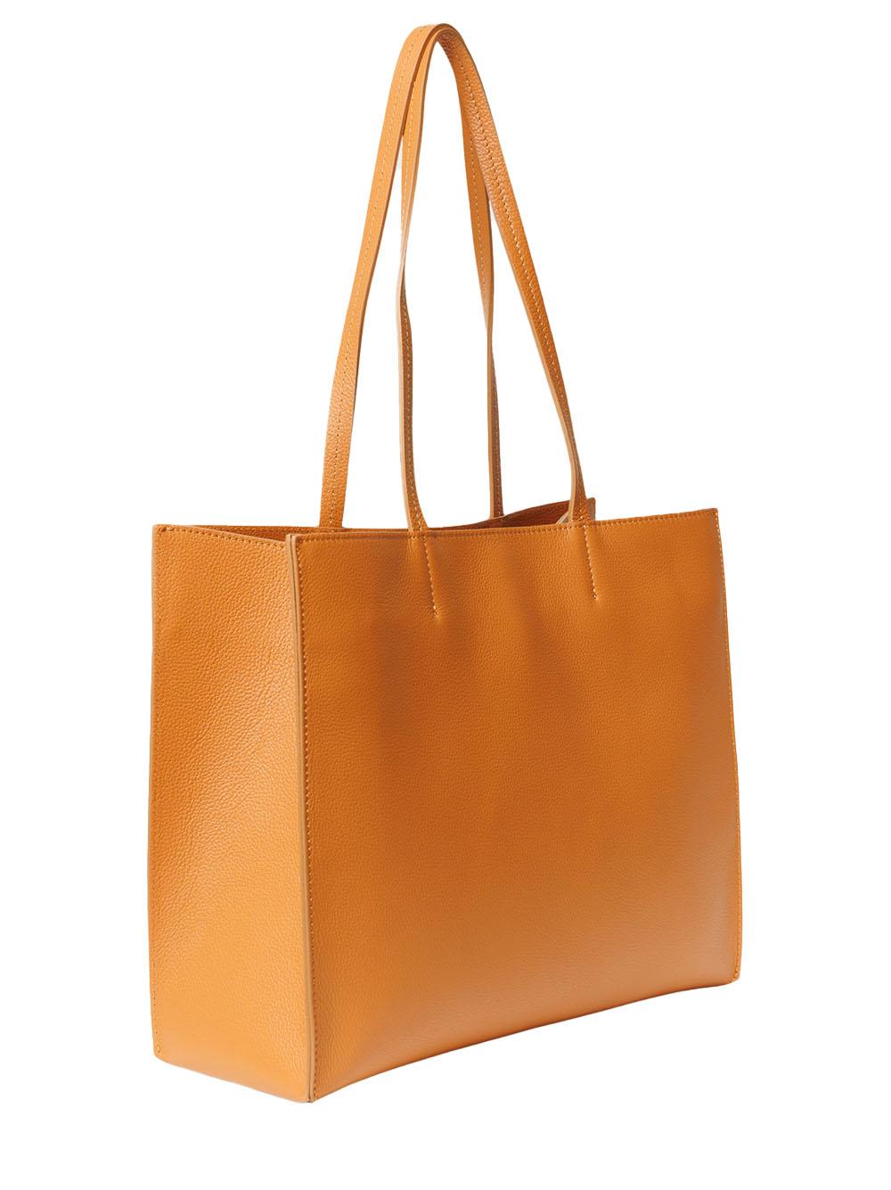Borsa shopping in pelle martellata cuoio