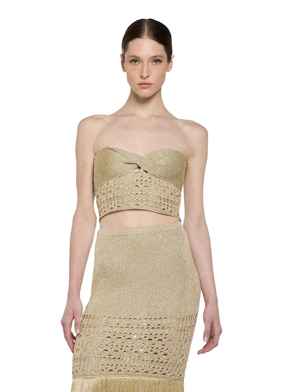Top bustier in lurex traforato oro P25CPTOO0201 V0730 SIMONA CORSELLINI 