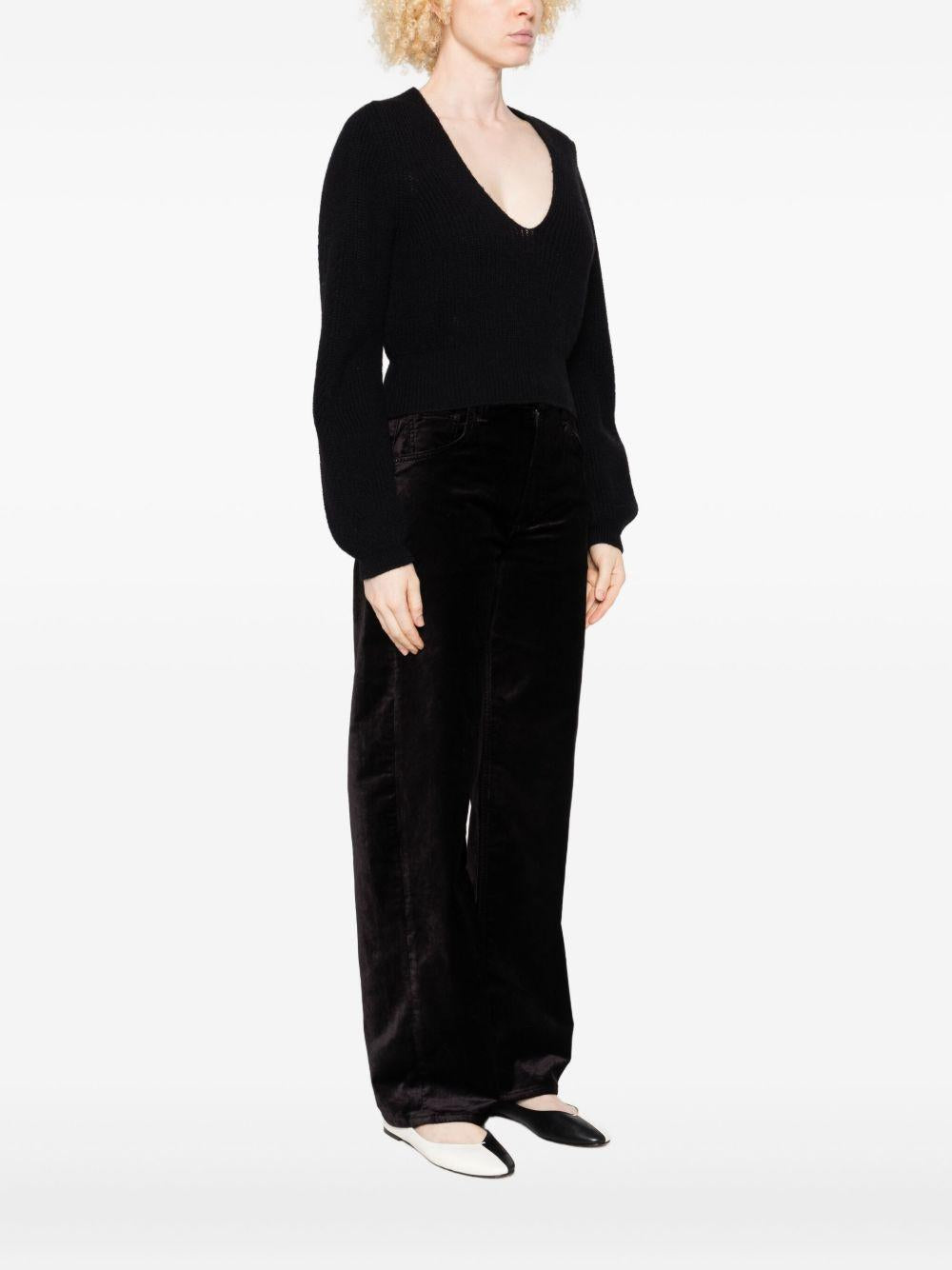 Maglione Nero a Coste con Scollo a V 252TT3062 00006 TWINSET 