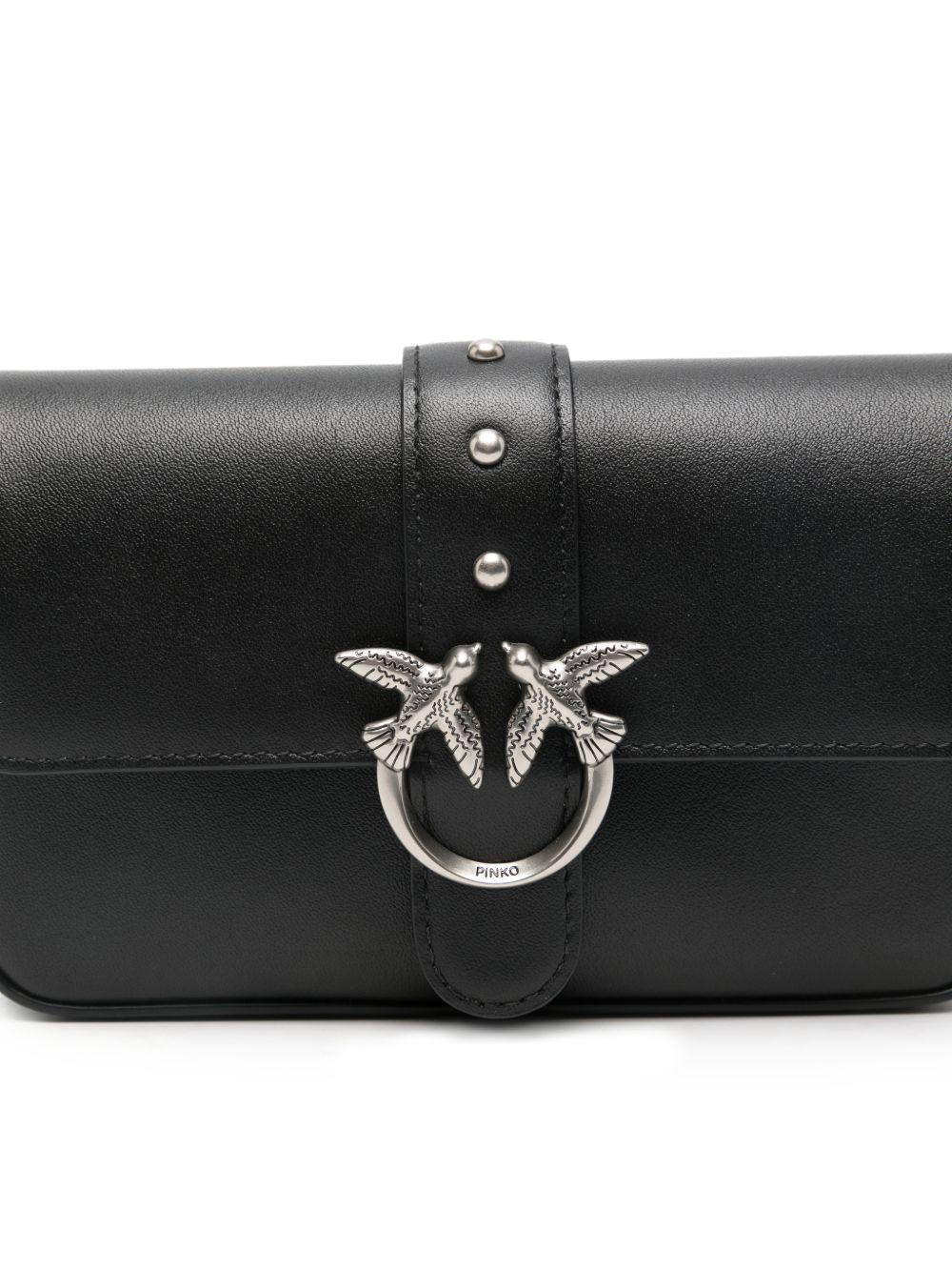Borsa a tracolla in pelle con fibbia a rondini 105353A0QO Z99O PINKO 