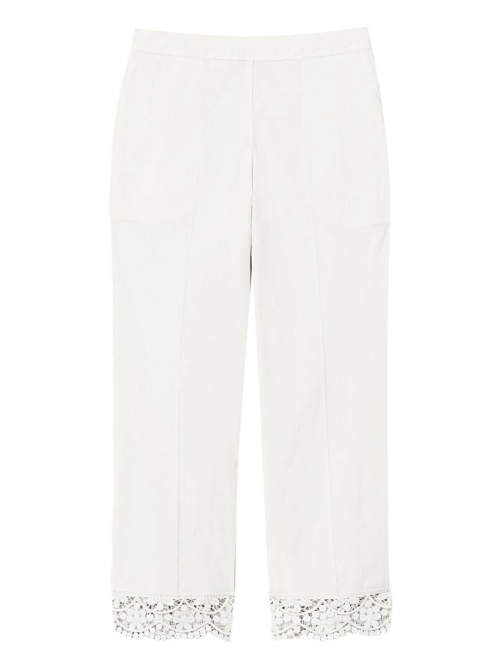 Pantalone neve con orli in pizzo ricamato 251TT2094 00282 TWINSET 