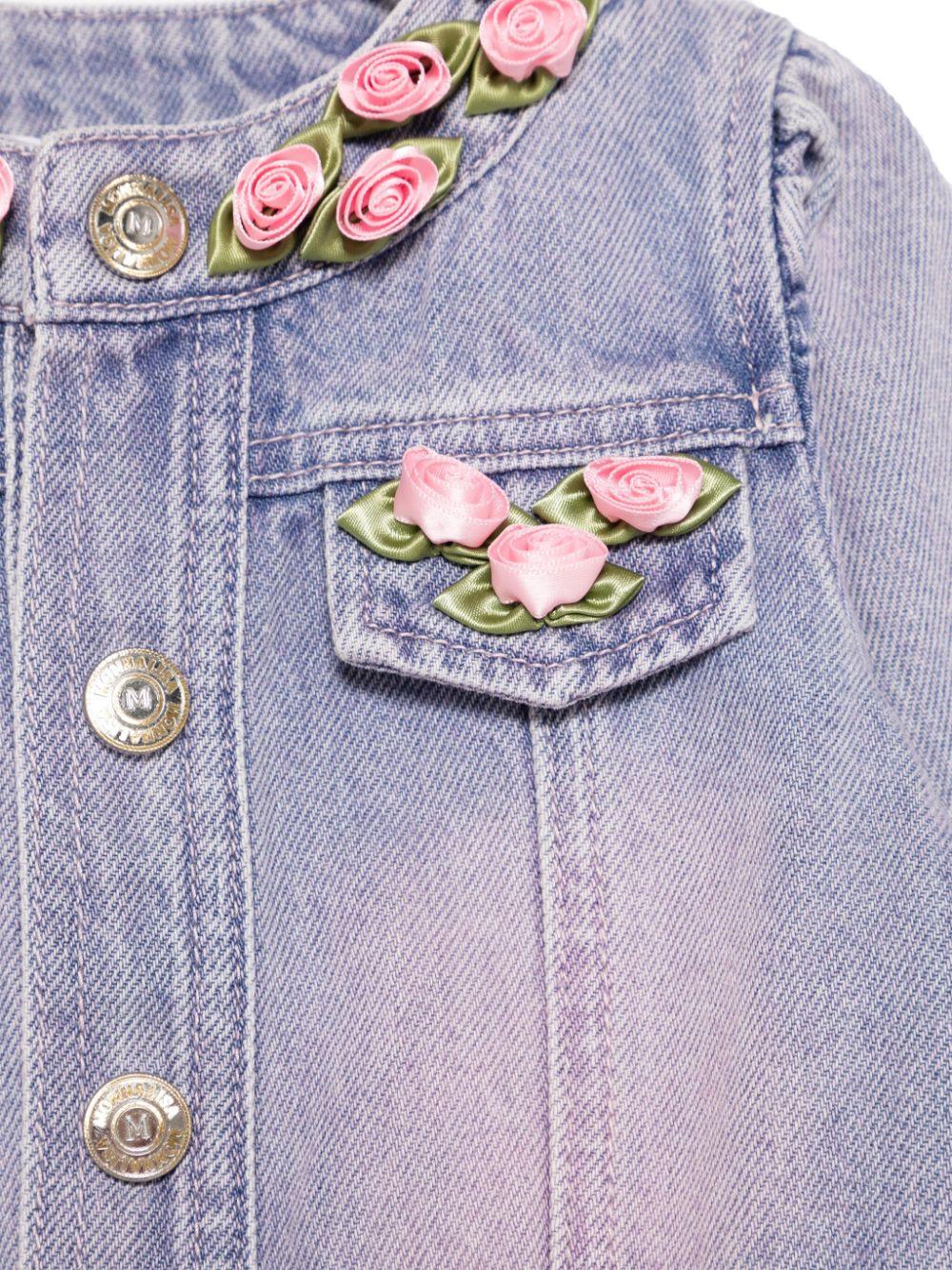 Giubbino denim lilla con roselline neonata 39E1005020 6290 MONNALISA KIDS 