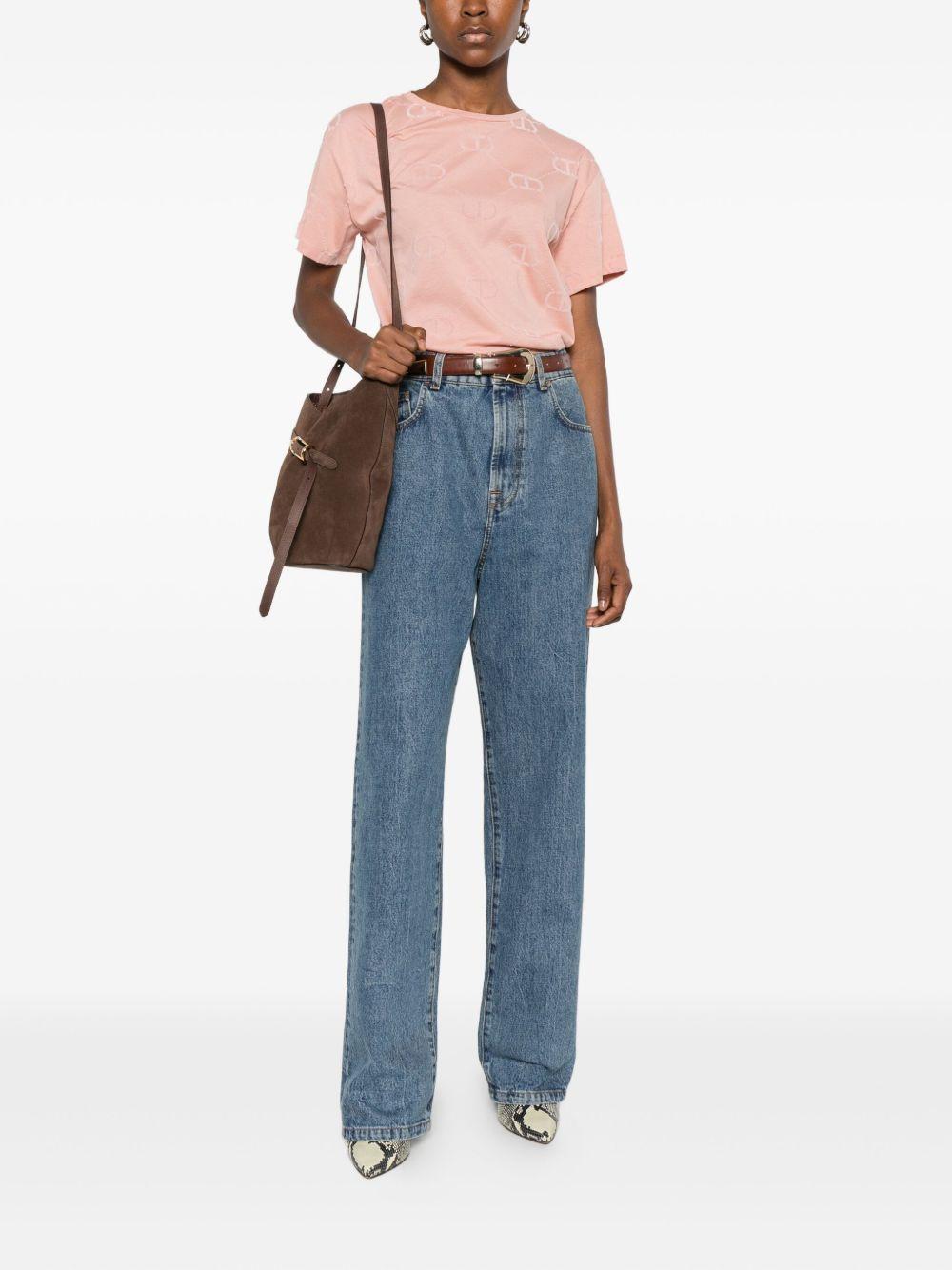 T-shirt rosa con logo all-over e girocollo 252TP2055 00916 TWINSET 